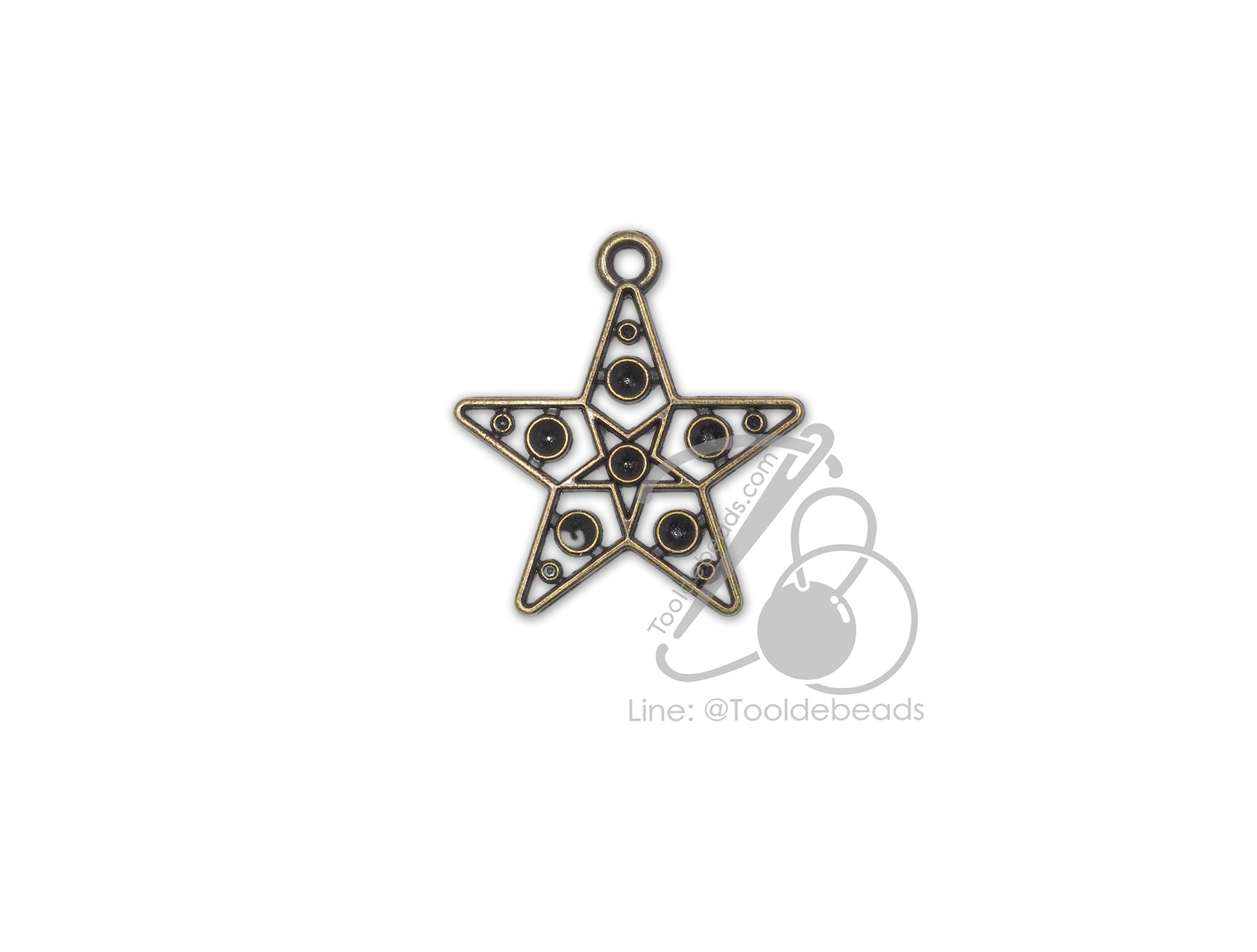 จี้เหล็ก 585 30มม. ลายดาวฉลุ สีสนิม (1 ชิ้น) SKU-16780