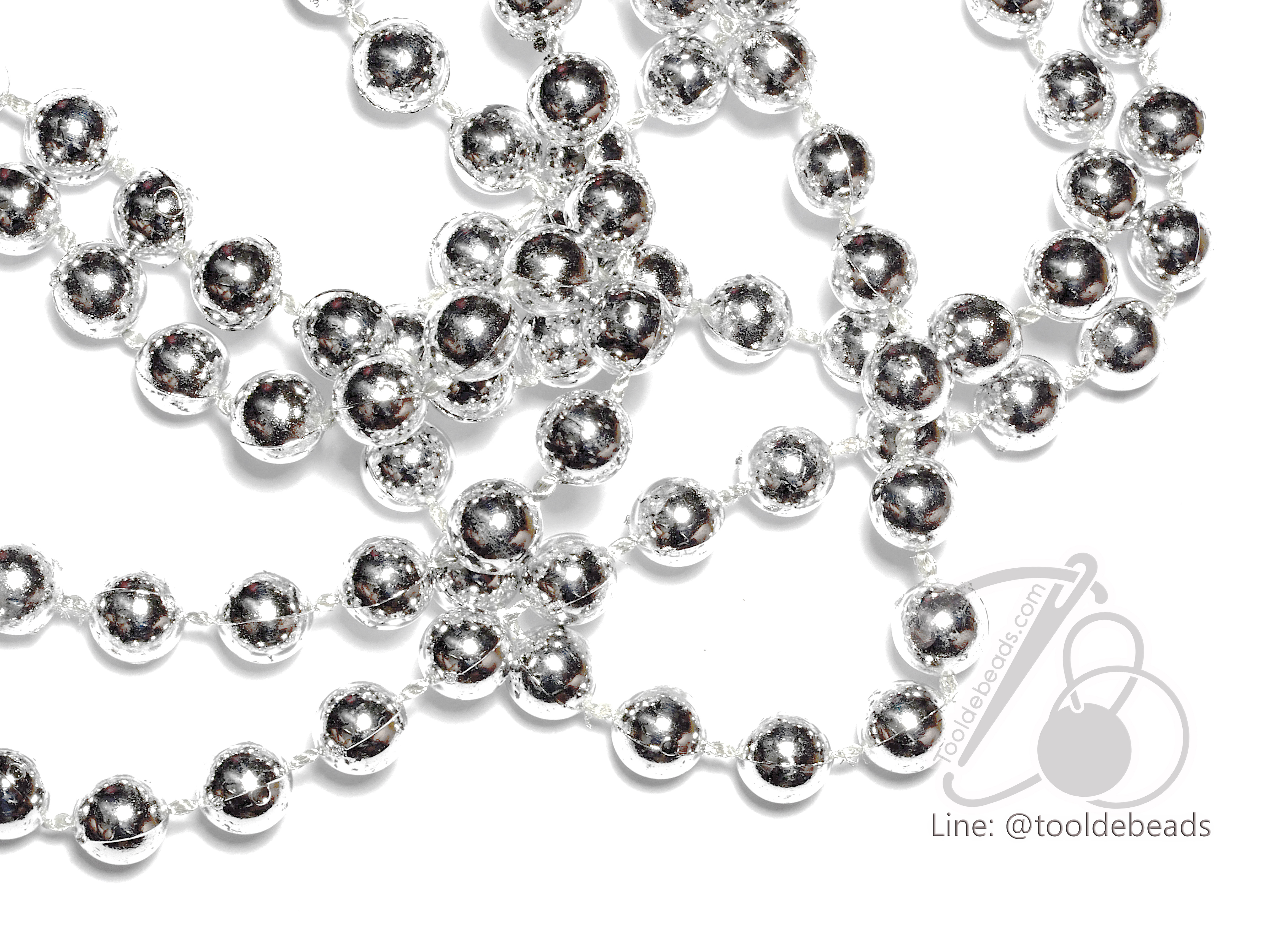มุกเส้น 6มม. ทรงกลม สีเงิน (1 หลา) SKU-01840