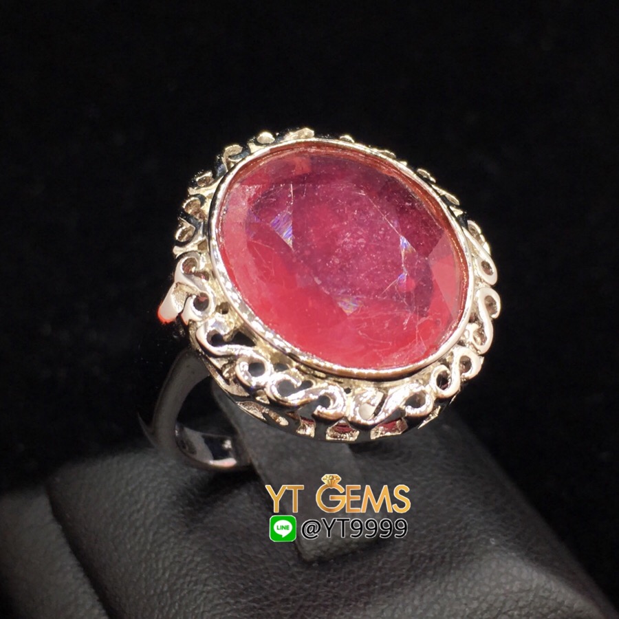 แหวนทับทิม แหวนเงินแท้92.5% ชุบทองคำขาว ประดับพลอยทับทิมแท้ YTG-7643 YTGEMS