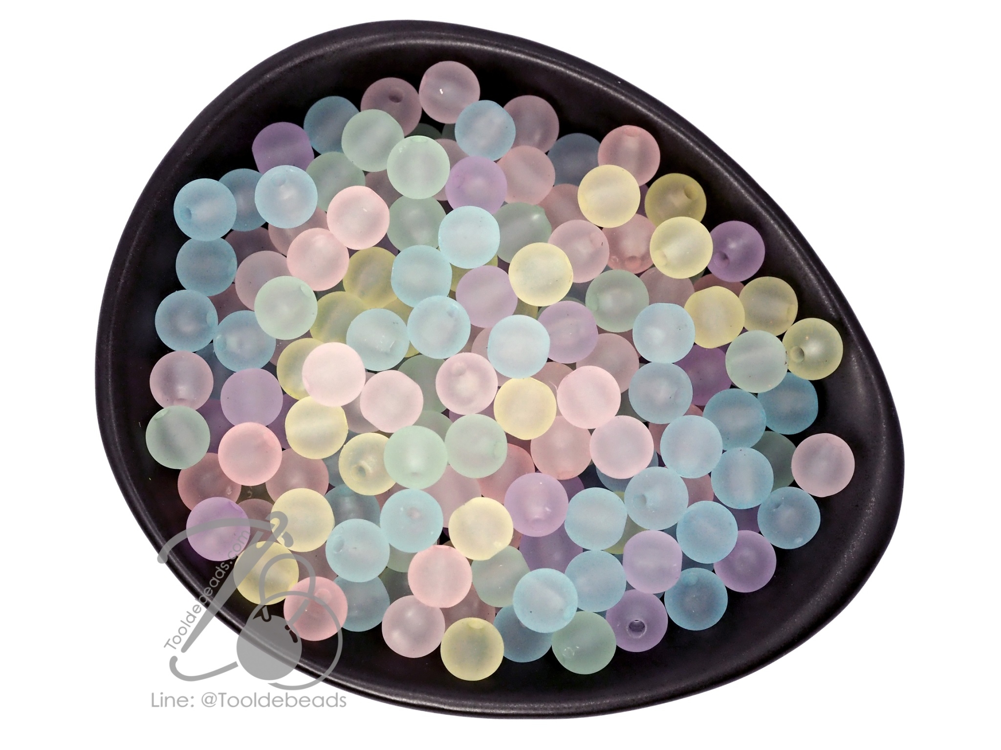 ลูกปัดเนื้อทราย 8มม. ทรงกลม สีพาสเทล (10 กรัม) SKU-11913