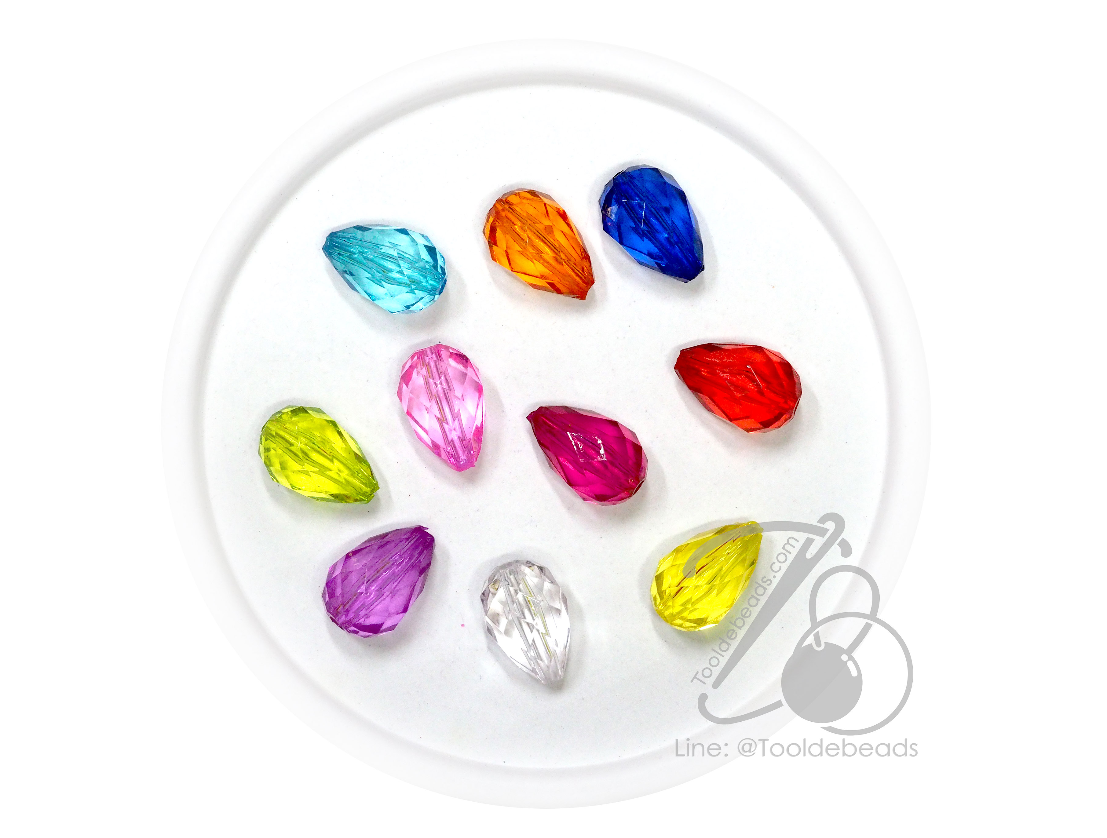 ลูกปัดอะคริลิค 10*16มม. ลายหยดน้ำ สีใส (100 กรัม) SKU-05034
