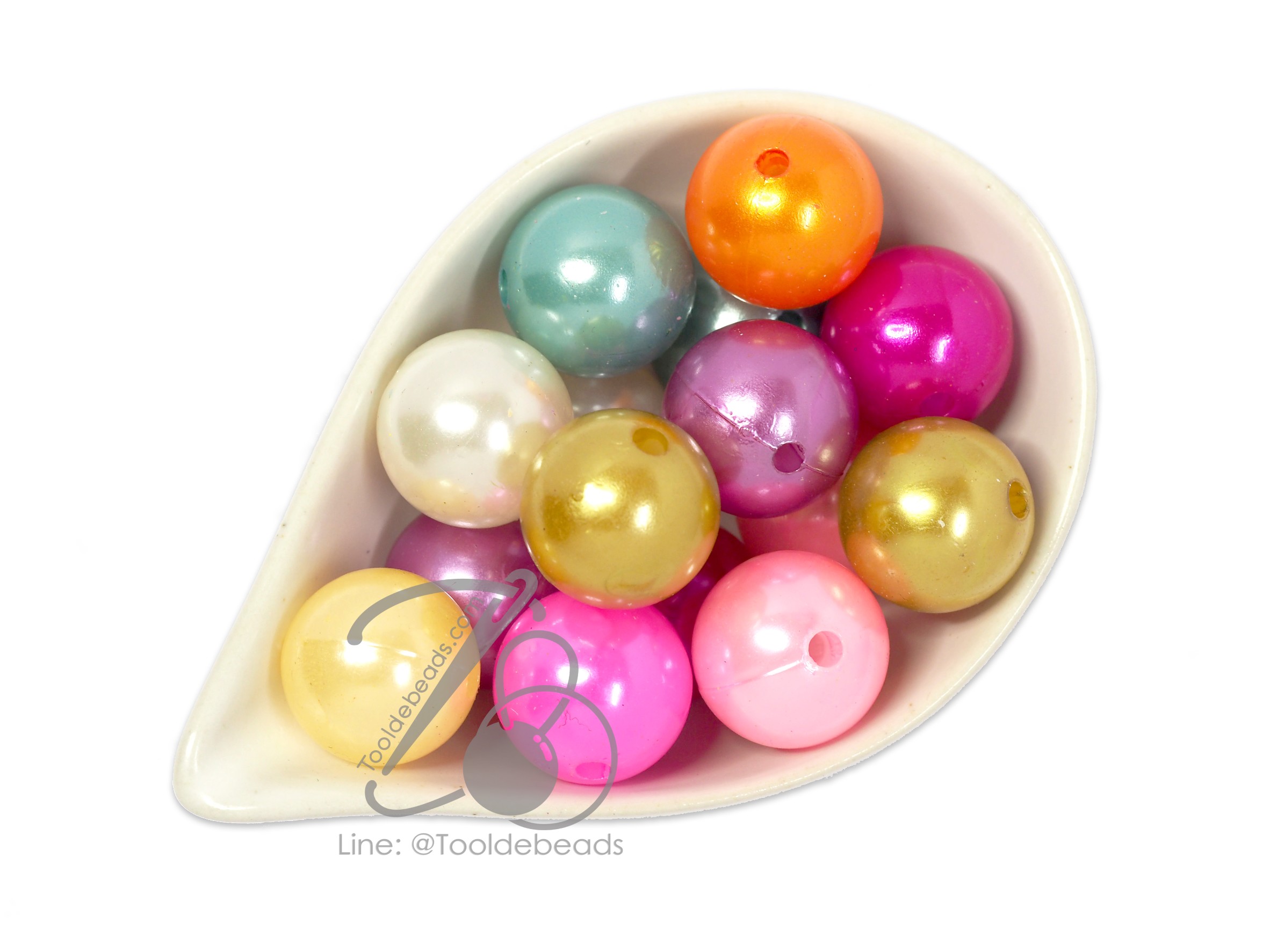 ลูกปัดมุกพลาสติก 16มม. (100 กรัม) SKU-11010