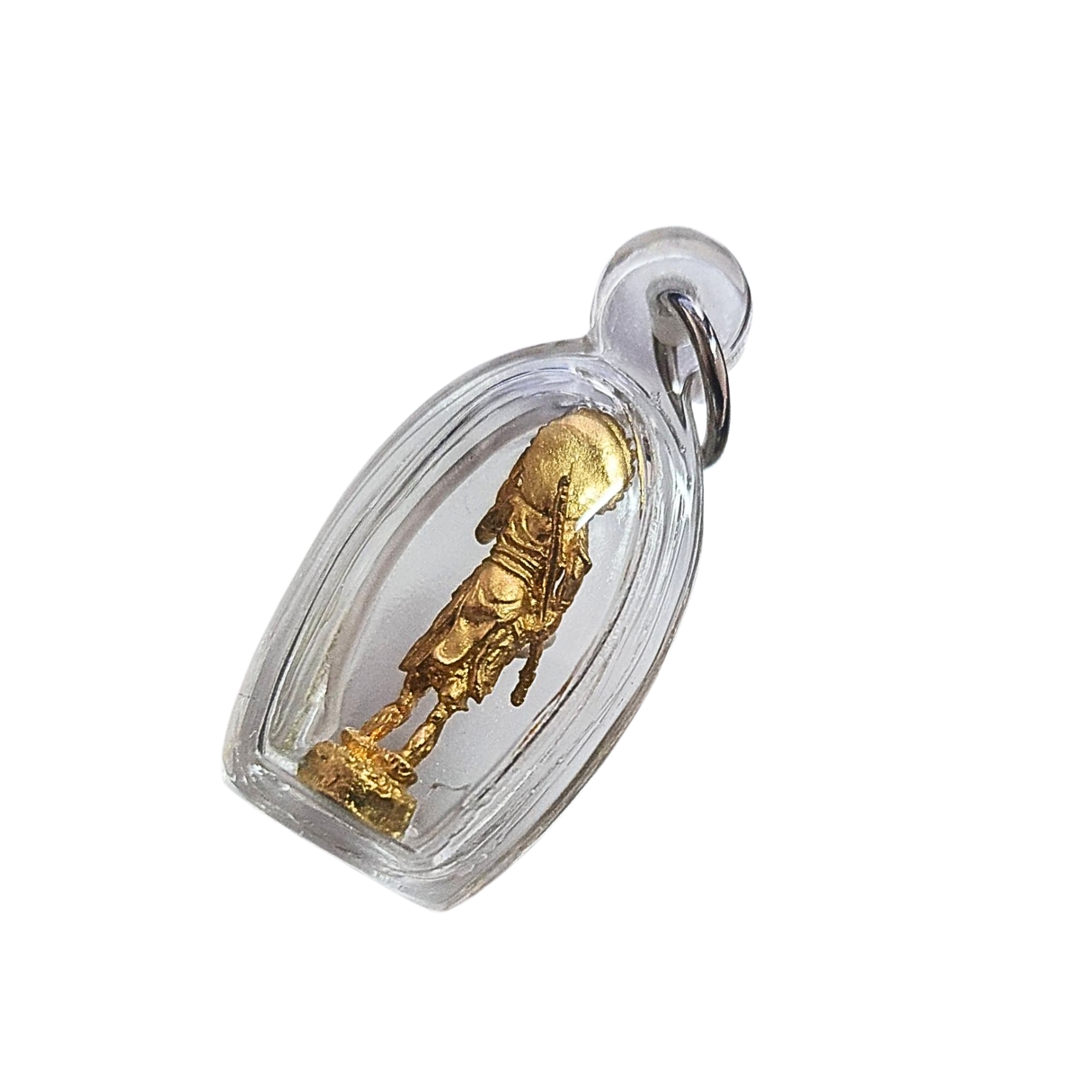 รูปหล่อลอยองค์เทพเจ้านาจาซาไท้จื้อศาลเจ้าหล่าจาซาไท้จื้อต.อ่างศิลาจ.ชลบุรีเนื้อกะไหล่ทองพร้อมเลี่ยม