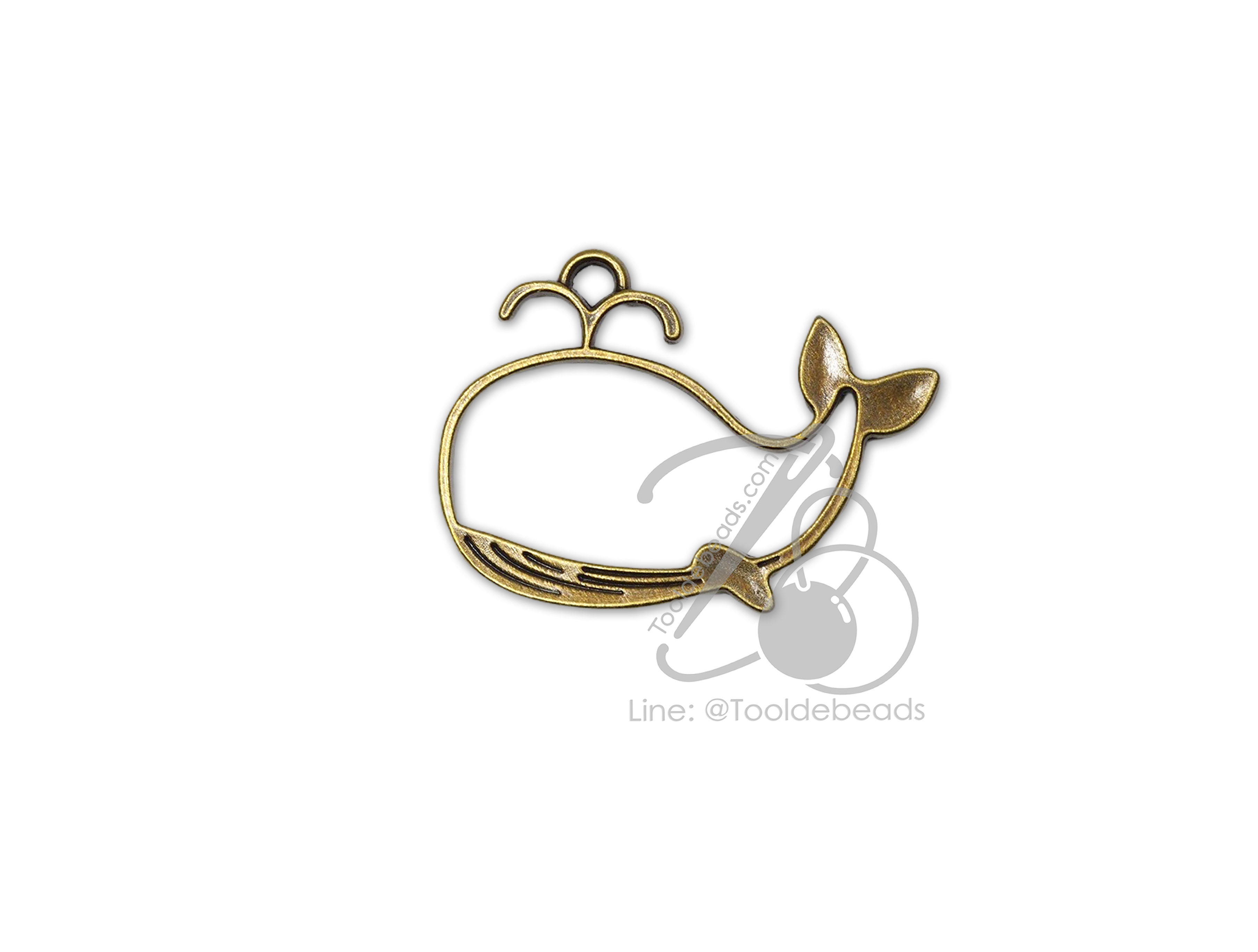 จี้เหล็ก 590 28*37มม. ลายปลาโลมา สีสนิม (1 ชิ้น) SKU-16785