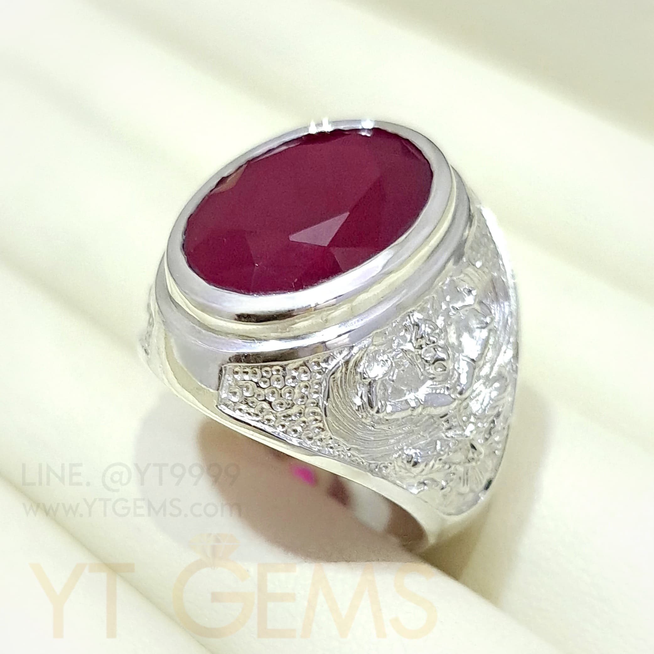 แหวนทับทิม แหวนครุฑ แหวน เงินแท้ ลายพญาครุฑ พลอยทับทิมชาตั้ม YTG-11395 YTGEMS whole