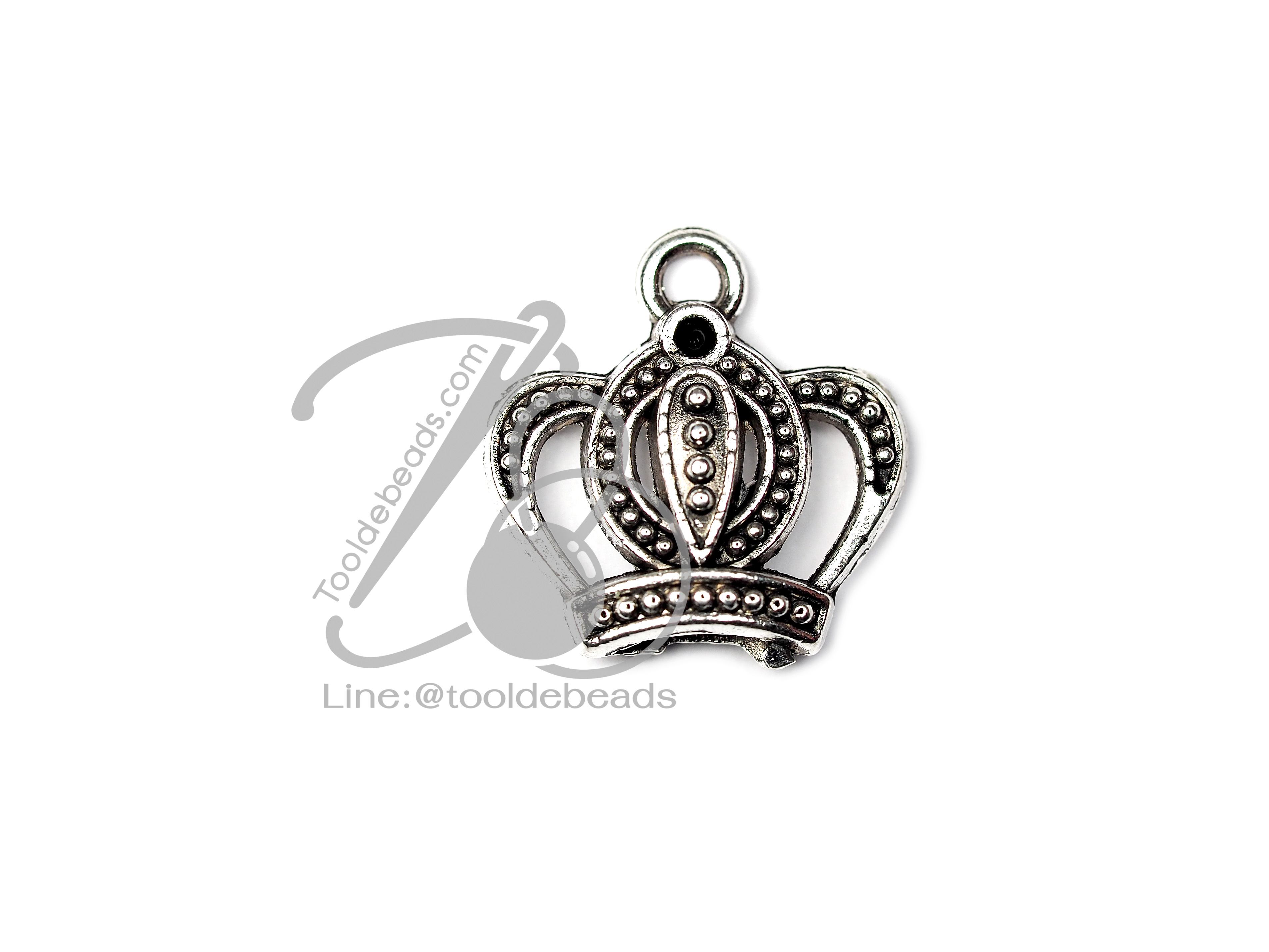 จี้เหล็ก 253 16มม. ลายมงกุฎ สีนิกเกิ้ล (1 ชิ้น) SKU-00704