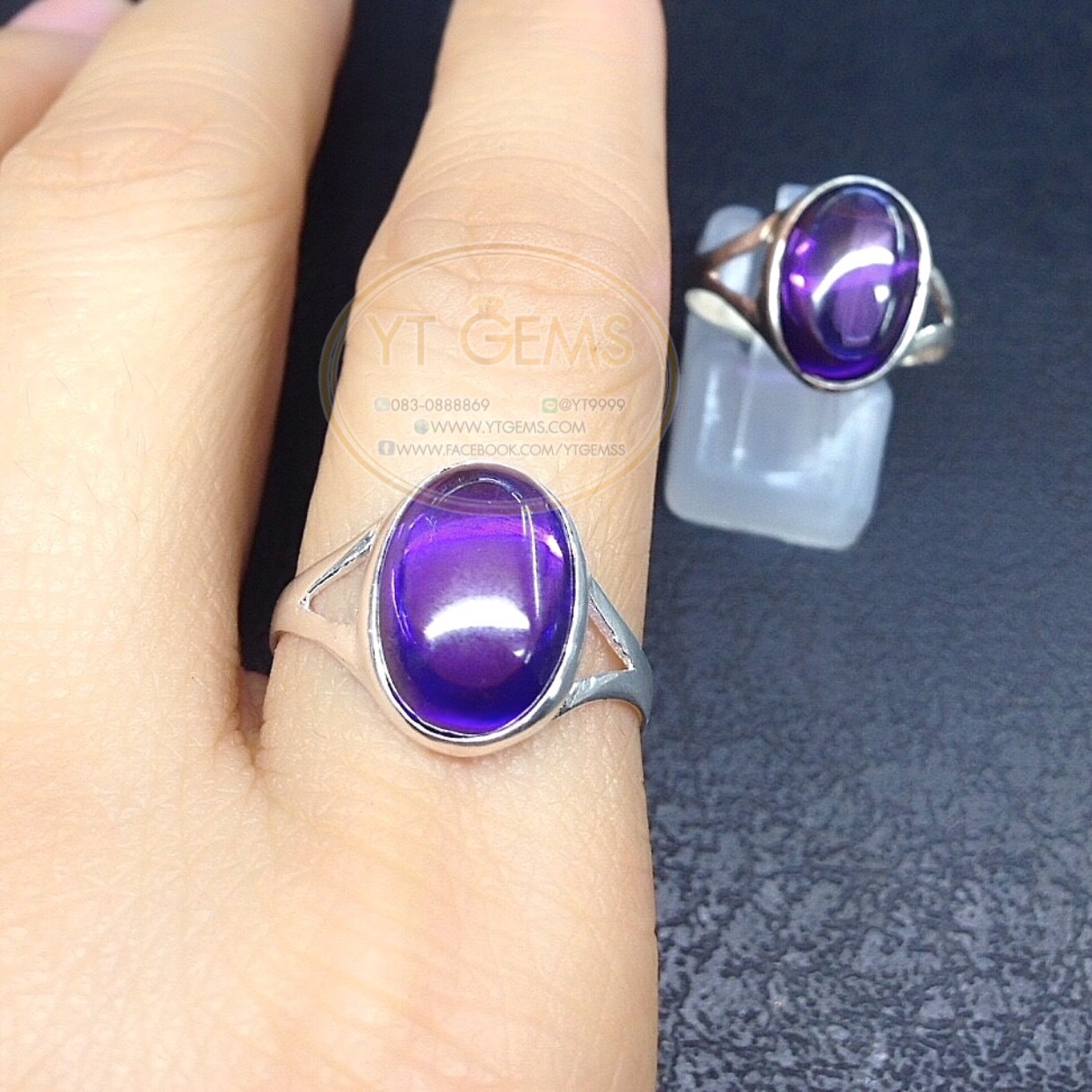 แหวนอเมทิสต์ แหวนเงินแท้92.5% พลอยอเมทิสต์(cz) YTG-5188 YTGEMS