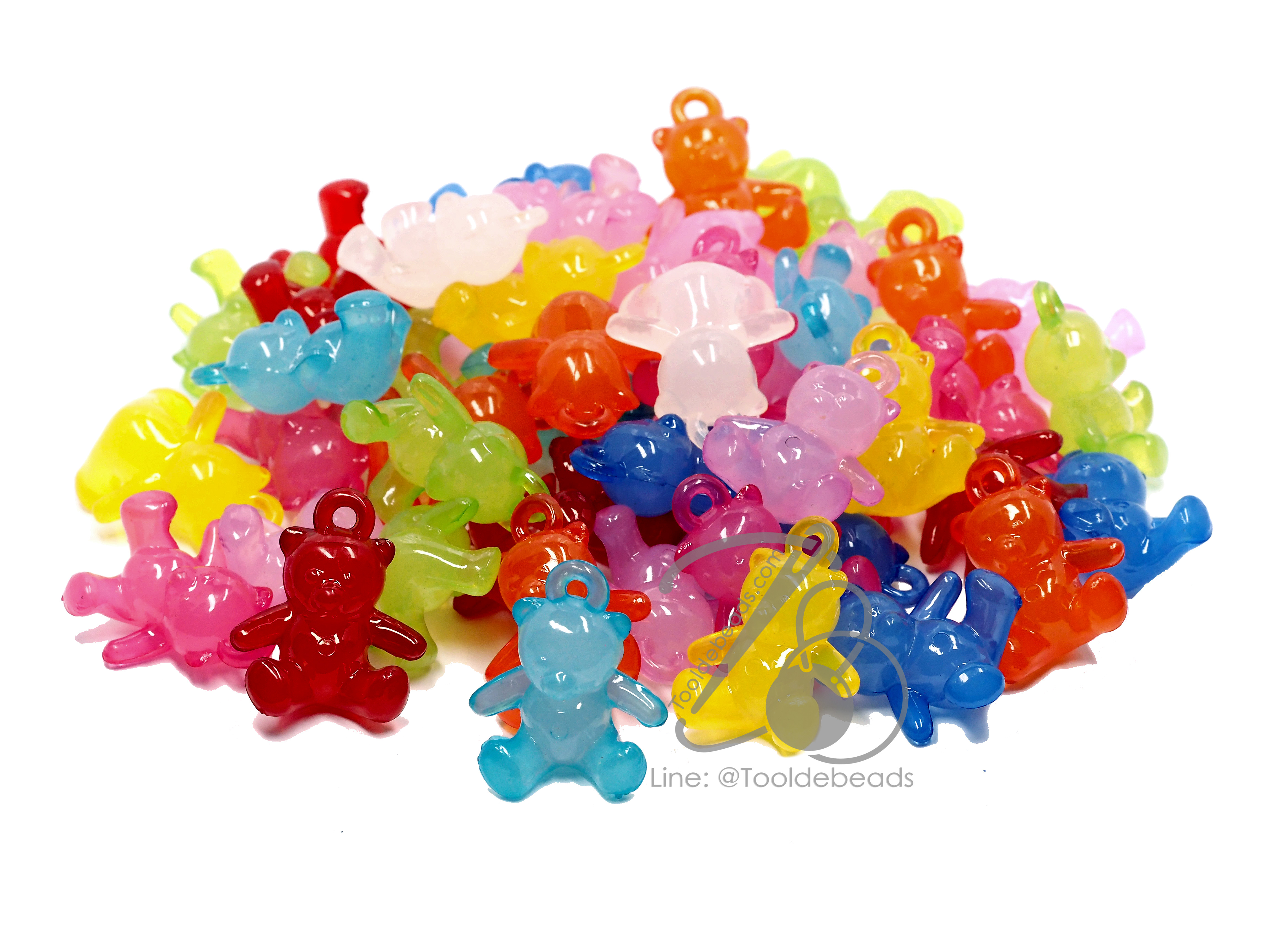 จี้อะคริลิค 22มม. ลายหมีนั่ง คละสีขุ่นหวาน (15 กรัม) SKU-10206