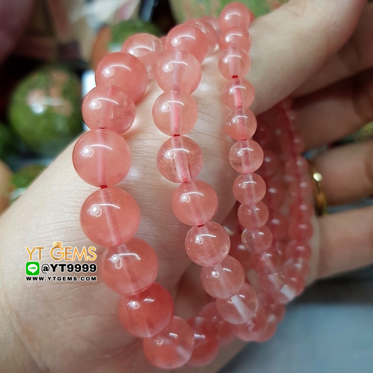 สร้อยข้อมือเชอร์รี่ควอตซ์ หินเชอร์รี่ควอตซ์แท้ ขนาดหิน 6 mm YTG-8823 YTGEMS