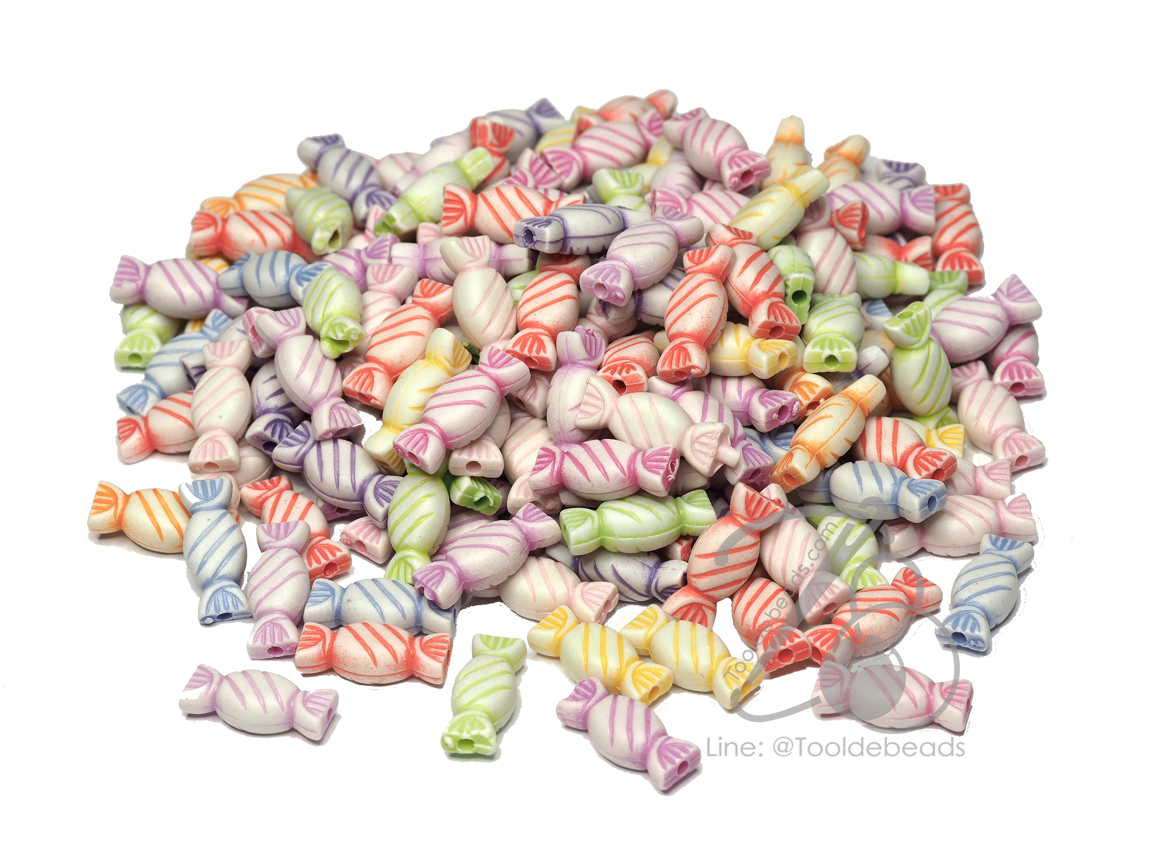 ลูกปัดแฟนซี 7*16มม. ลายลูกอม (15 กรัม) SKU-06967