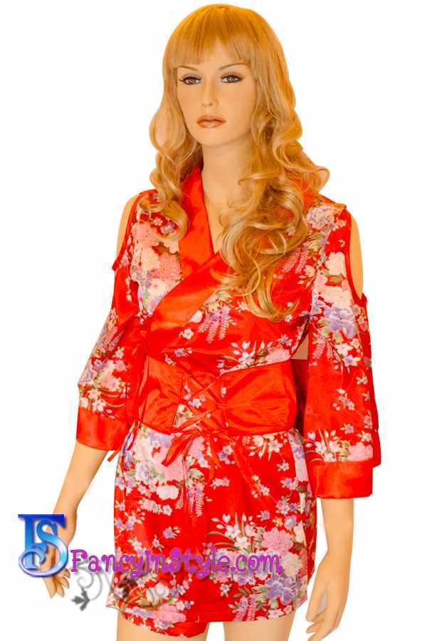 Kimono ชุดกิโมโนแบบสั้นสีแดง