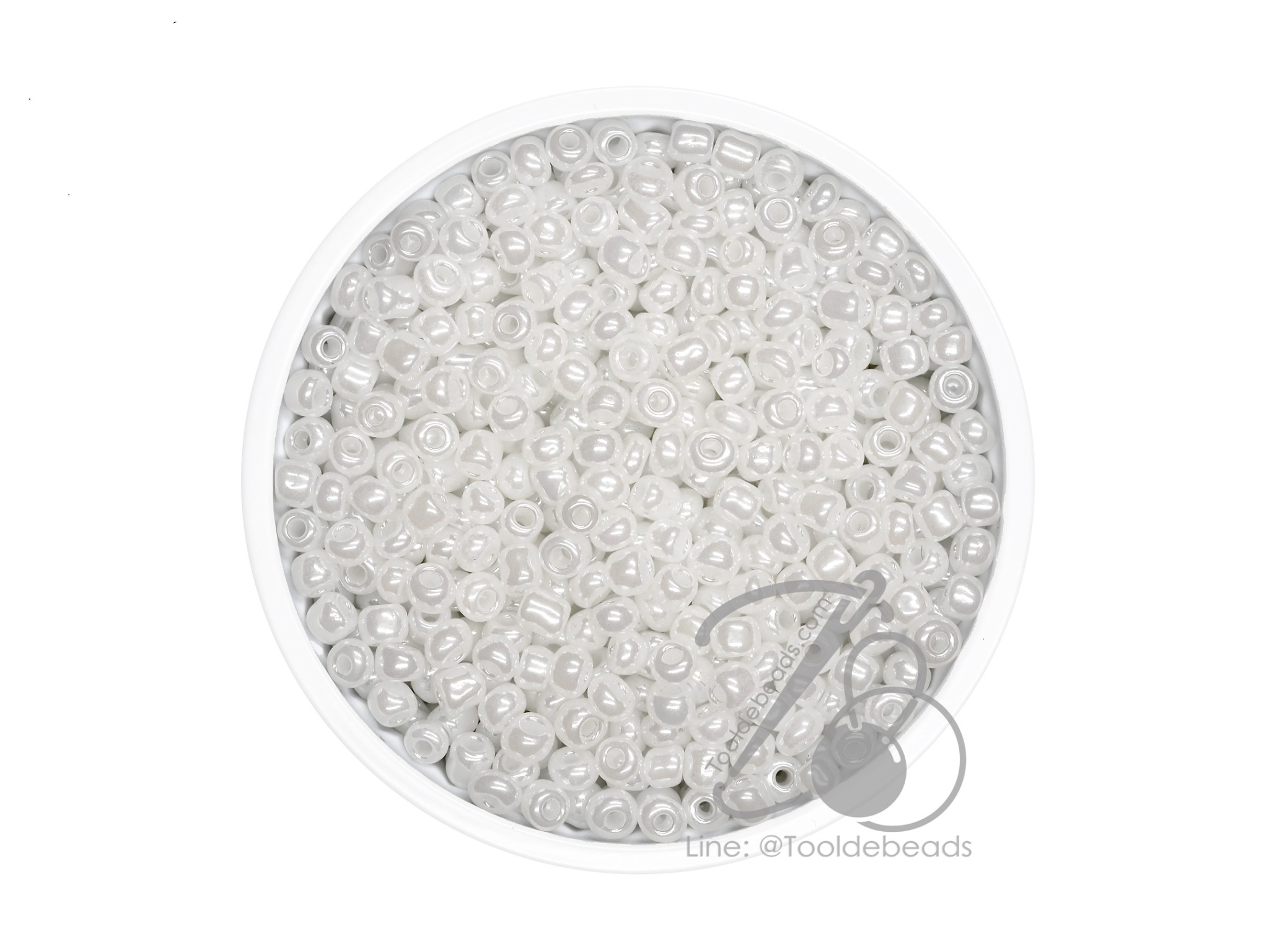 OK Brand ลูกปัดเม็ดทราย 8/0 โทนมุก สีขาว (100 กรัม) SKU-08905