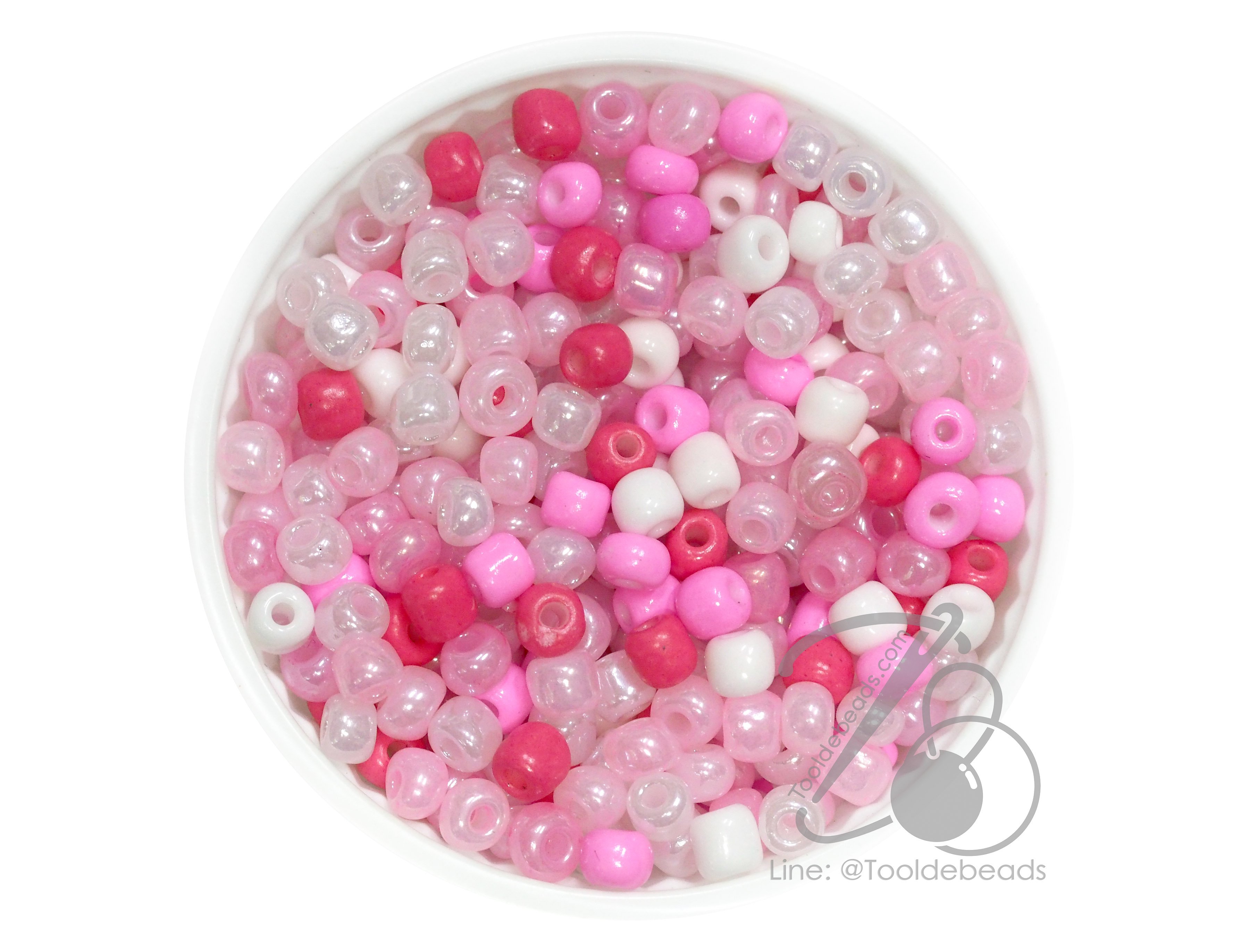OK Brand ลูกปัดเม็ดทราย 6/0 โทนมุก สีชมพูแครแบร์ (450 กรัม) SKU-16394