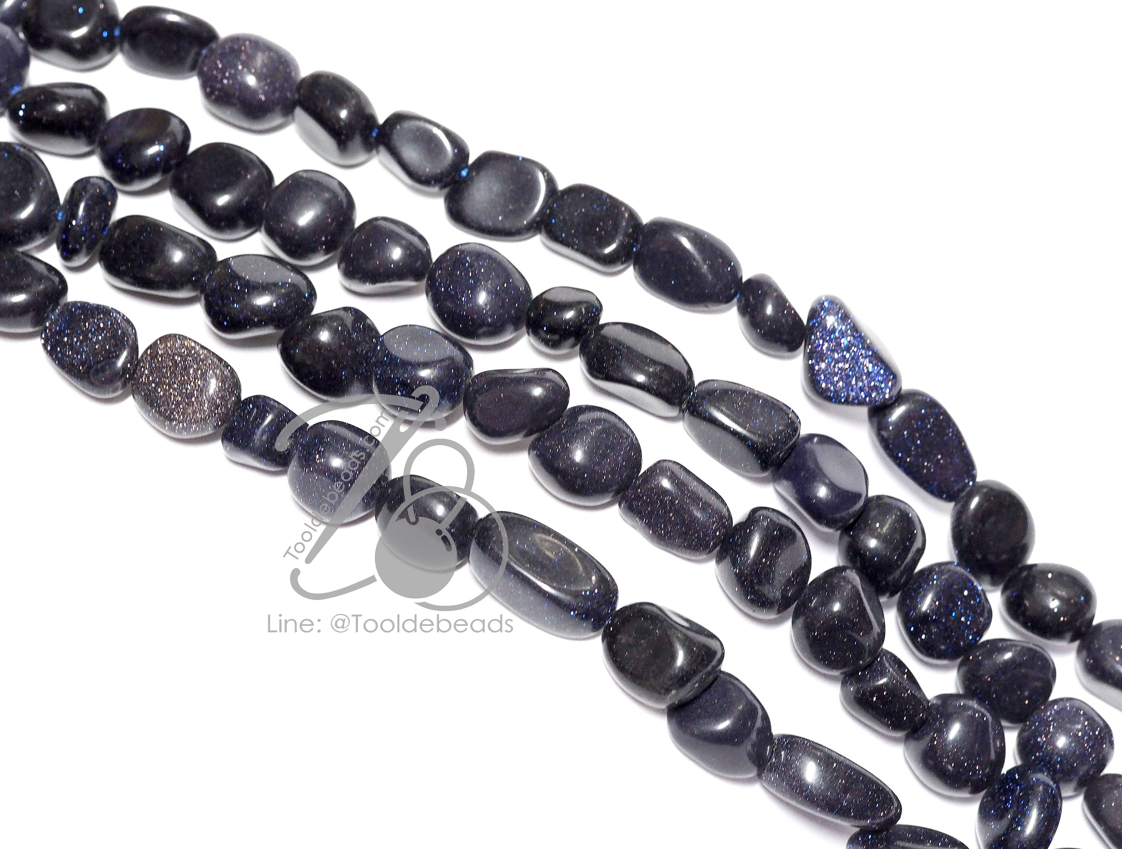 หิน ทรายเงิน (bluesand stone) 10มม. หินไร้ทรง (38 เม็ด) SKU-14639