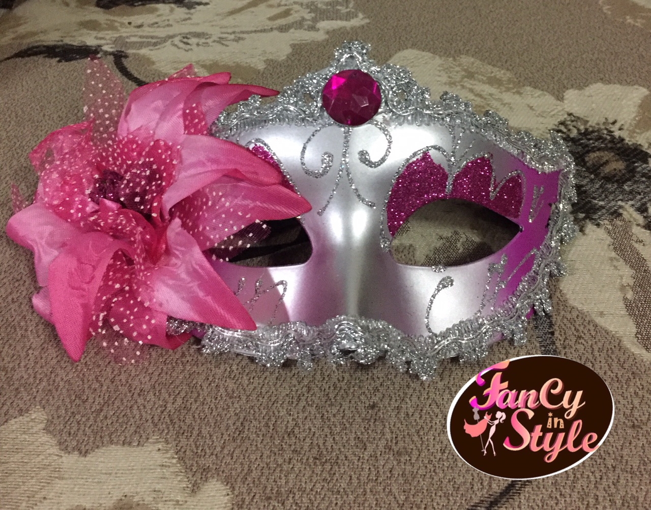 Fancy Mask/หน้ากากแฟนซีสีเงินเมทัลลิก-ชมพู