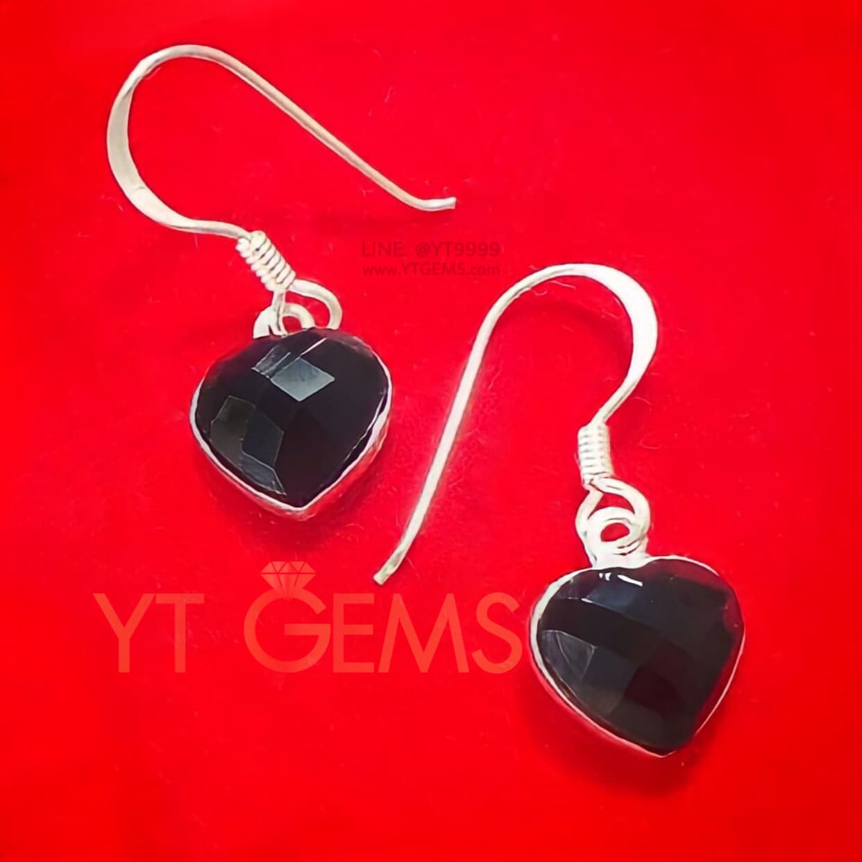 ต่างหูนิล หัวใจ ต่างหูเงินแท้ ชุบทองคำขาว พลอยนิลแท้ ทรงหัวใจ YTG-10131 YTGEMS