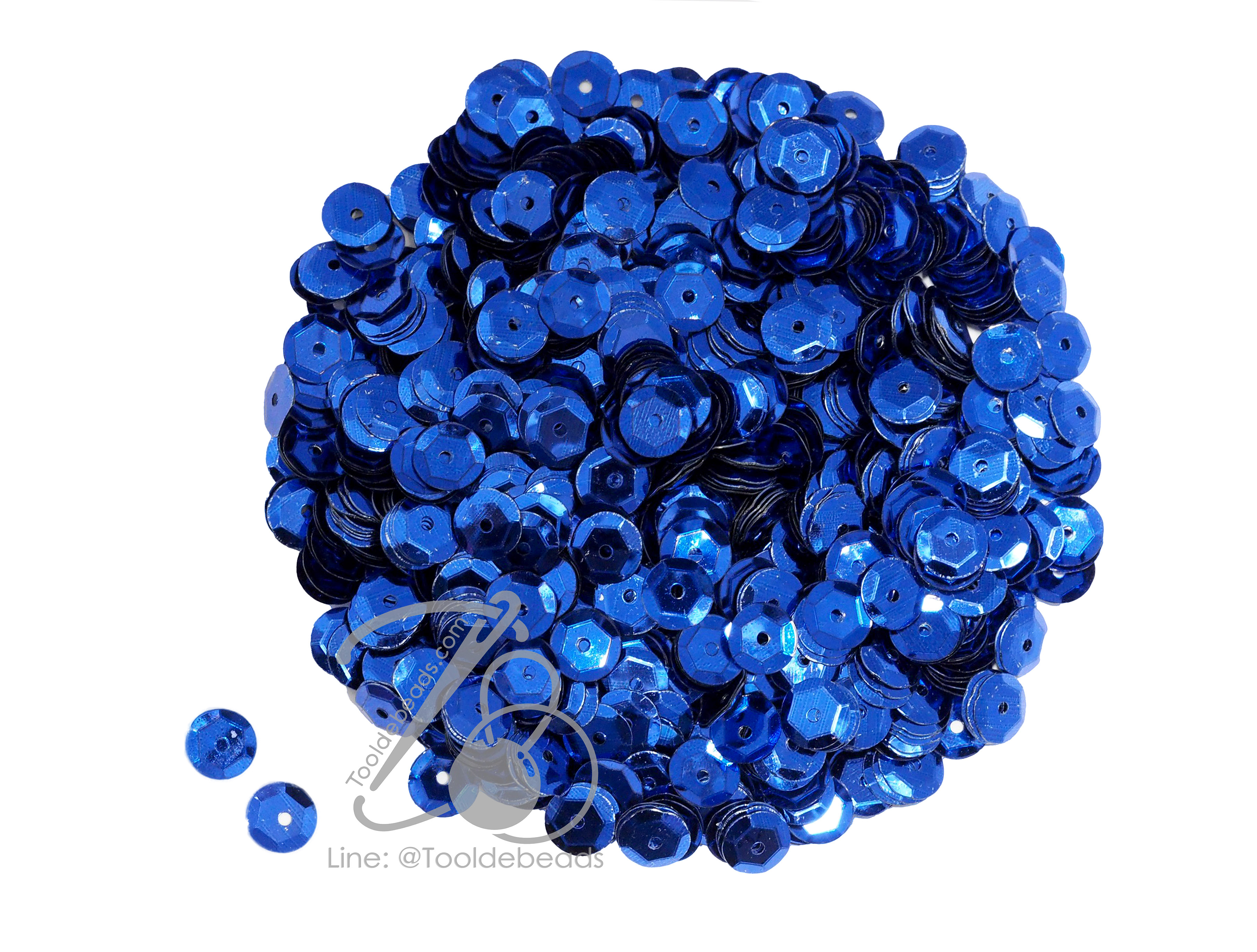 เลื่อมจาน สังกะสี 8มม. สีน้ำเงิน (100 กรัม) SKU-15195