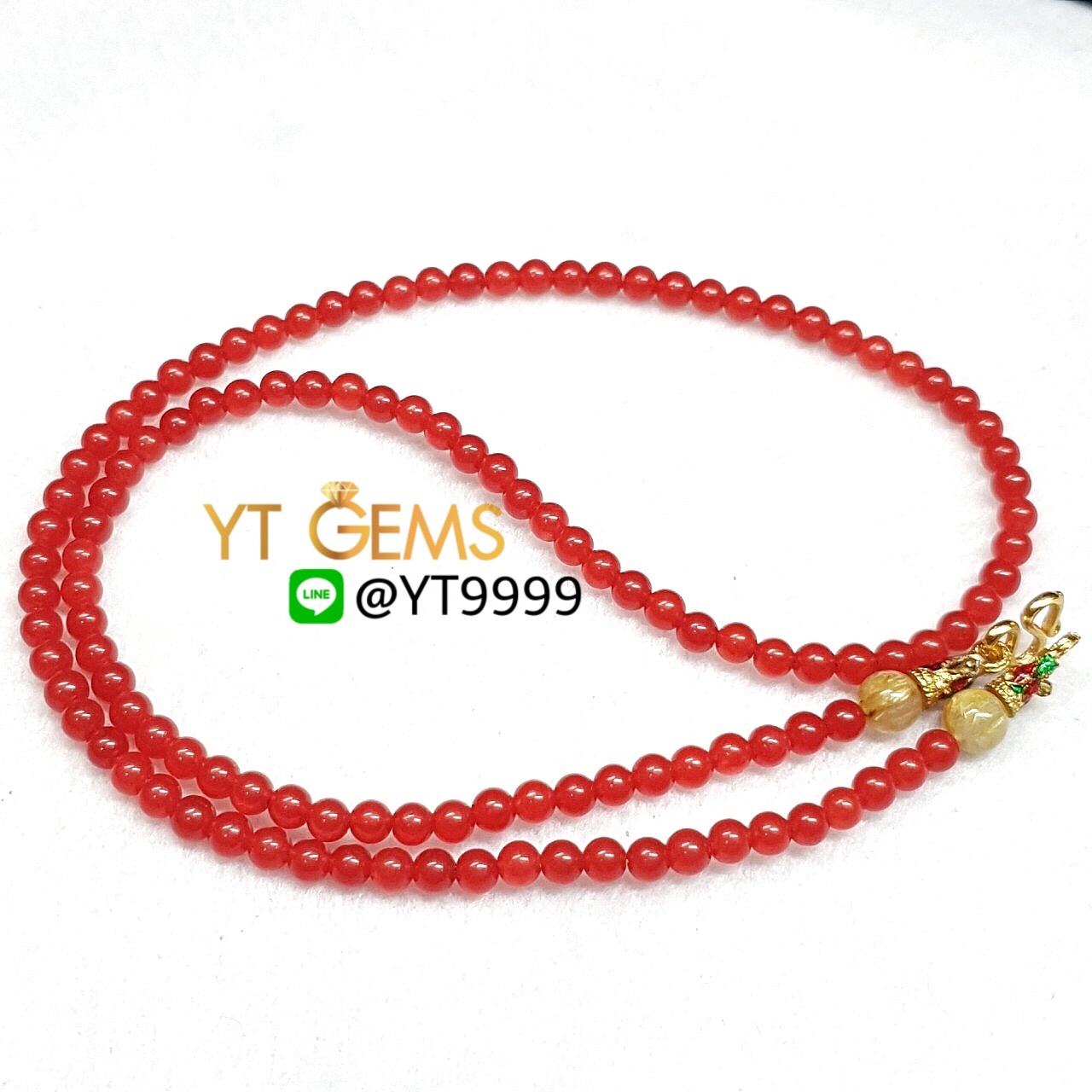 สร้อยคอหินมงคล หินทับทิม ยาว 52 เซนติเมตร ขนาด 4 มิลลิเมตร YTG-7142 YTGEMS