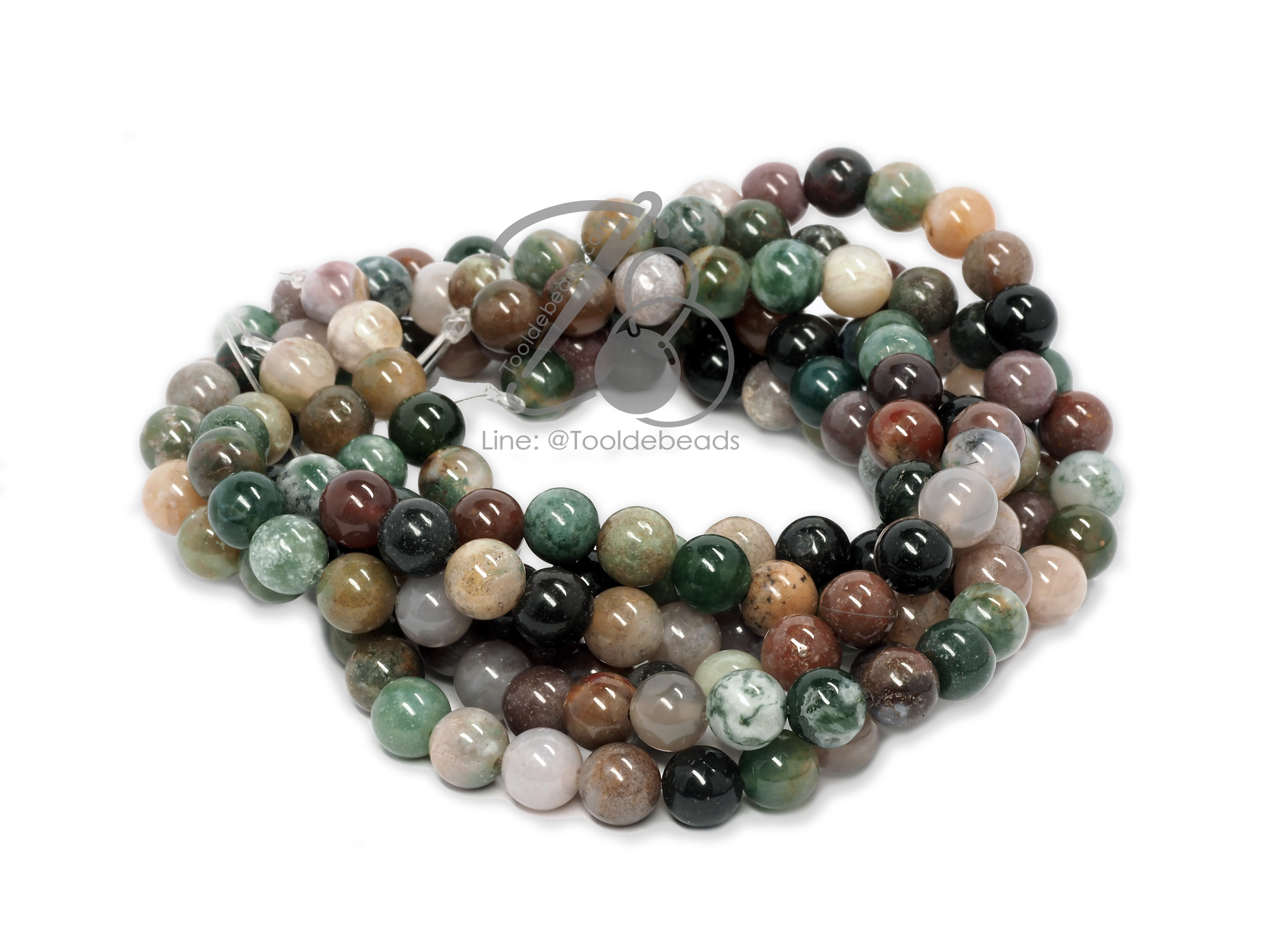 หิน หยก5สี 6มม. (60 เม็ด) SKU-01442