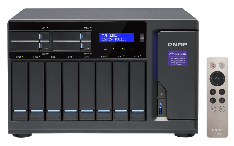 TVS-1282 High-performance NAS: tiered storage, application-based partitioning and network traffic distribution