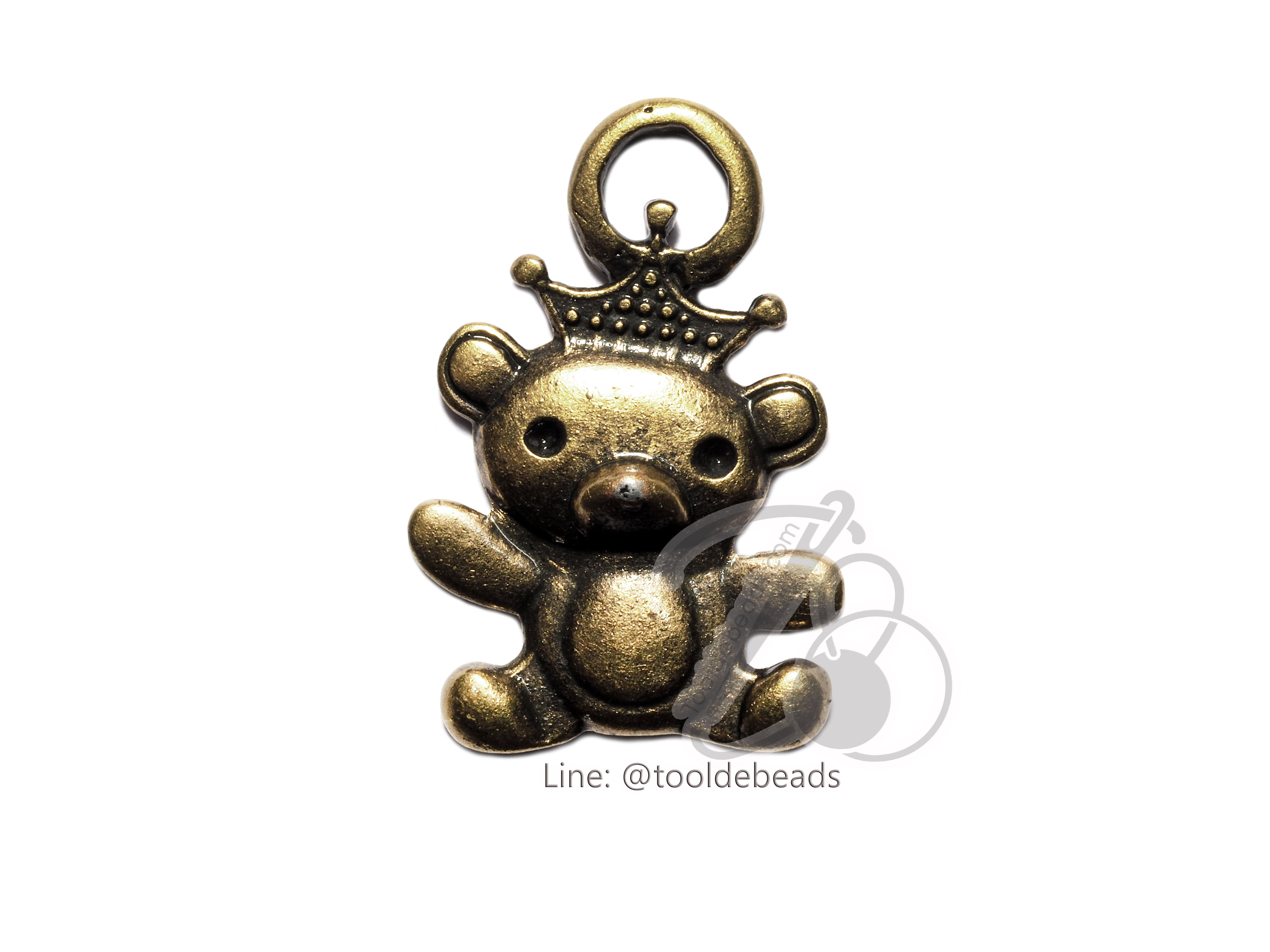 จี้เหล็ก 354 16*24มม. ลายหมีสวมมงกุฎ สีสนิม (1 ชิ้น) SKU-00828