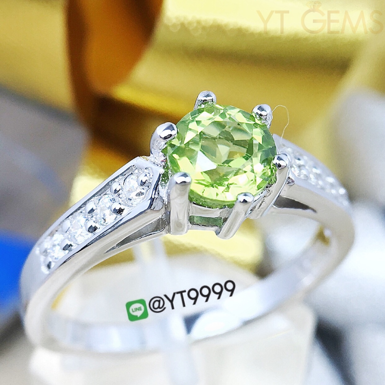 แหวนเพอริดอท แหวนเงินแท้92.5% ชุบทองคำขาว พลอยเพอริดอทแท้ YTG1192 YTGEMS