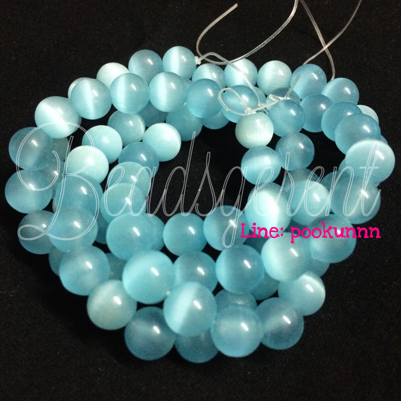 หิน Cat's Eyes 10มม. สีฟ้า(38 เม็ด) SKU-01008