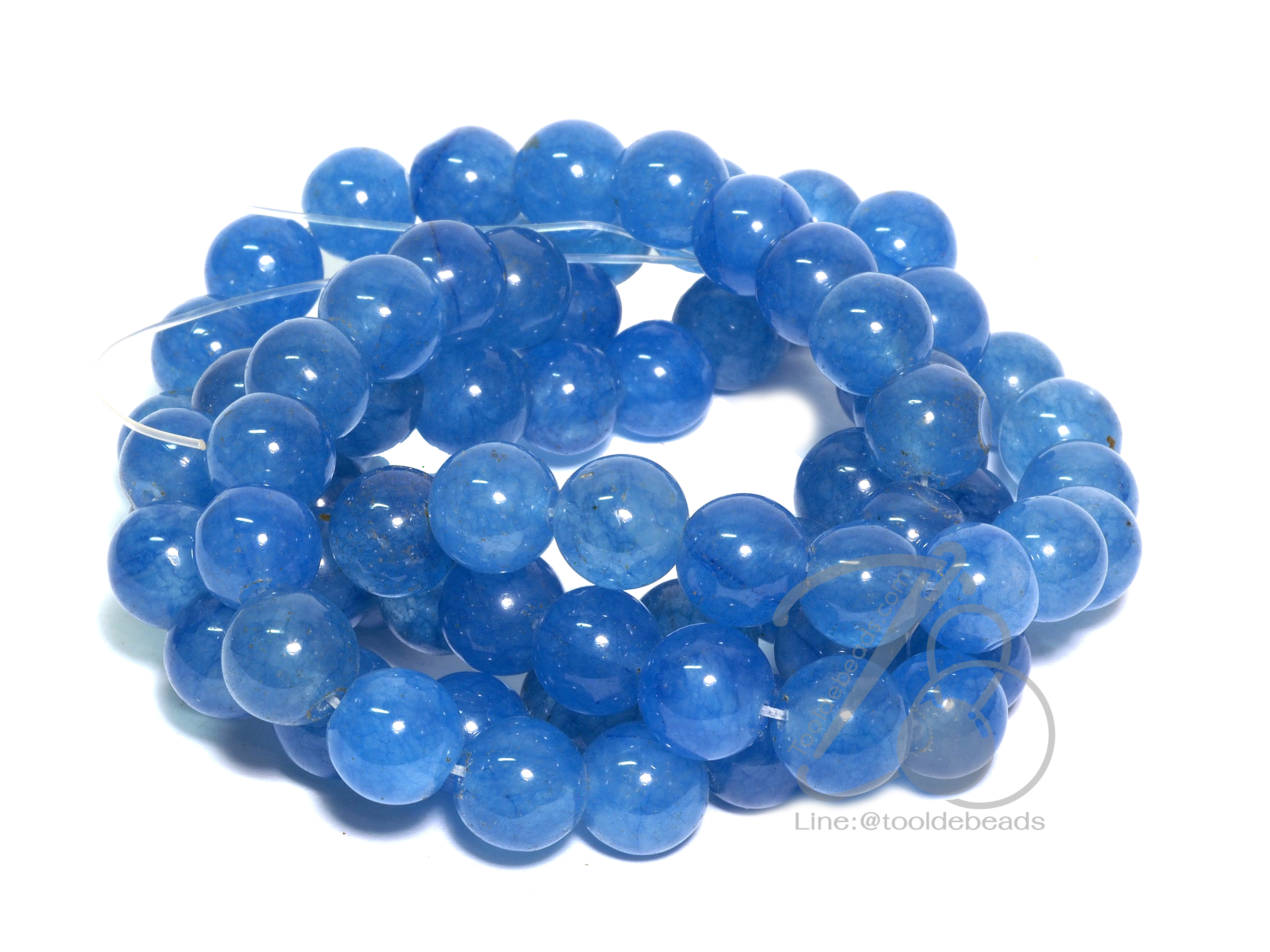 หิน blue Chalcedony 10มม. (38 เม็ด) SKU-00979