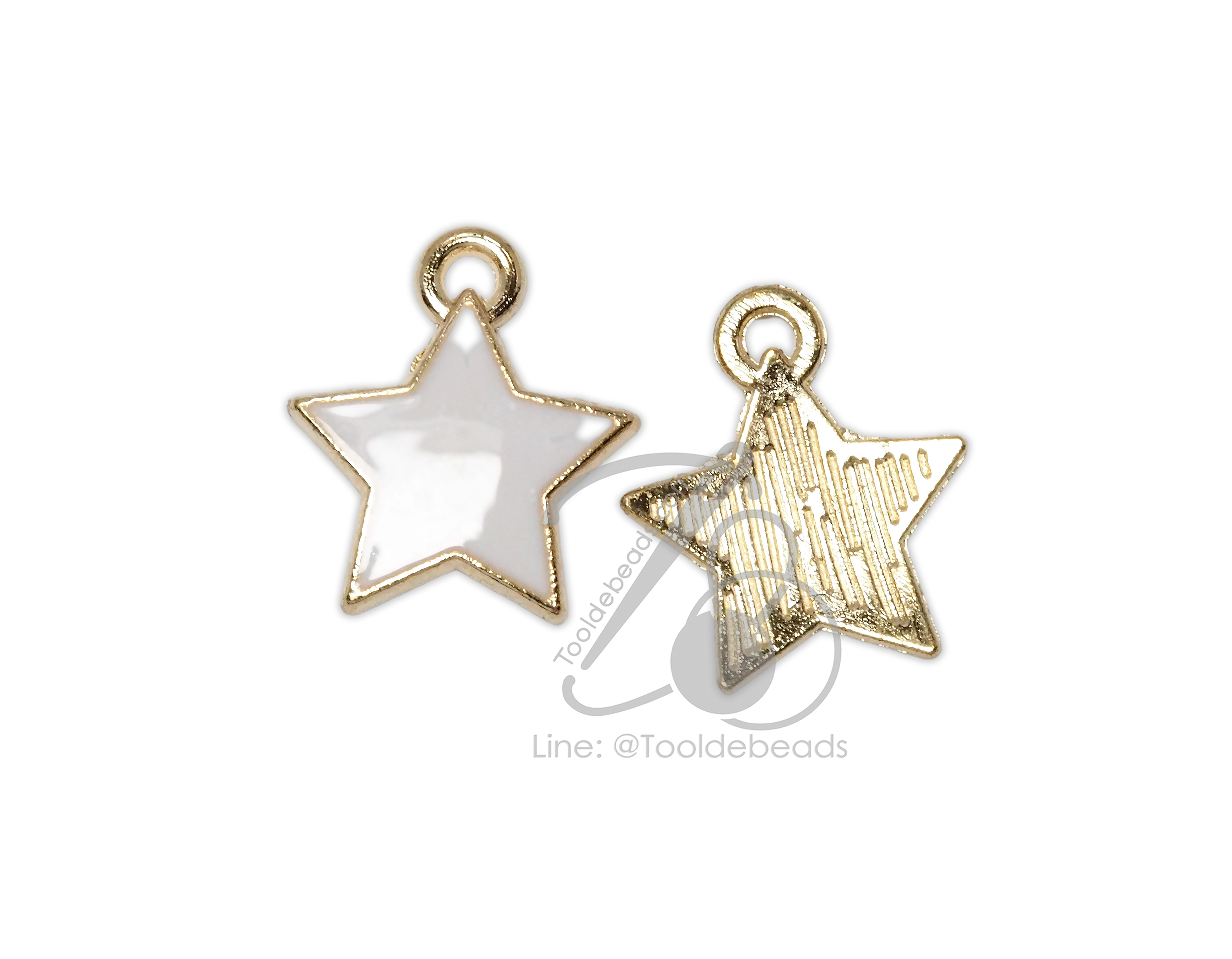 จี้หลากสี 12*20มม. ลายดาว สีขาว(1 ชิ้น) SKU-17595