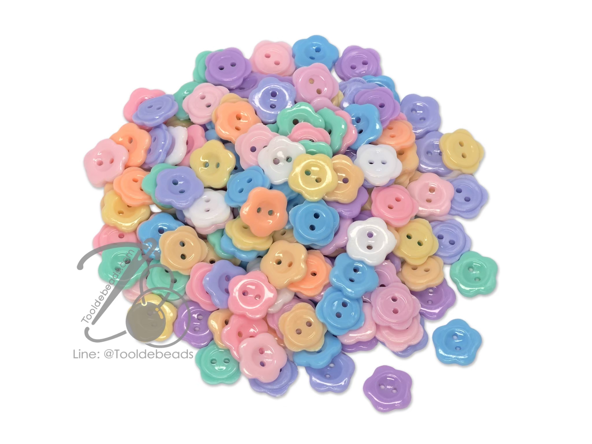 กระดุมพาสเทล 12มม. ลายดอกไม้เล็ก (142 กรัม) SKU-12286