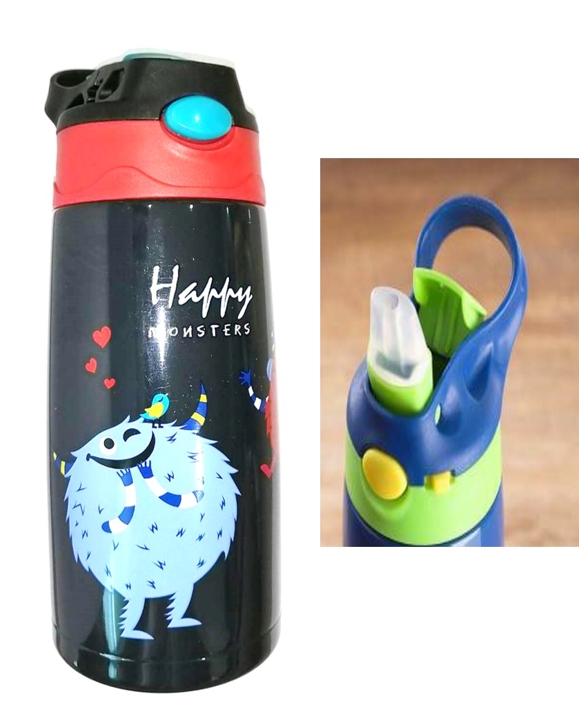 กระบอกน้ำเด็กพร้อมส่งเก็บอุณหภูมิพร้อมหลอด มือจับถนัดมือขนาด420 ml.