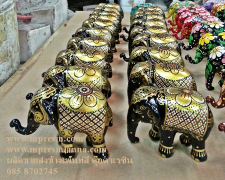 PP1546-ช้างยกงวงเพ้นท์คละลาย