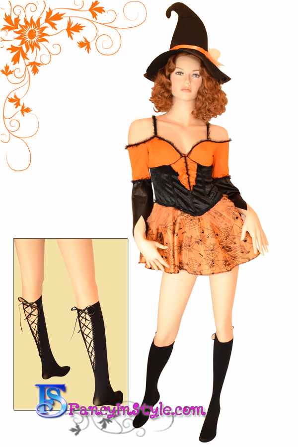 Stockings ถุงน่องเนื้อเนียนสีดำ แต่งคอร์เซ็ทด้านหลัง