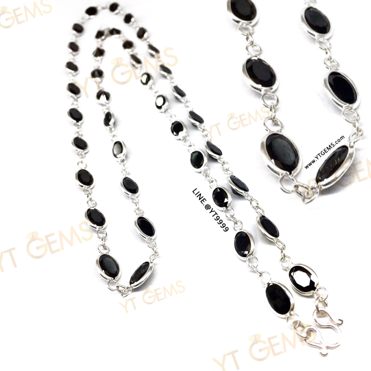 สร้อยคอนิล สร้อยคอเงินแท้ พลอยนิล (CZ) 24 นิ้ว YTG-9109 YTGEMS