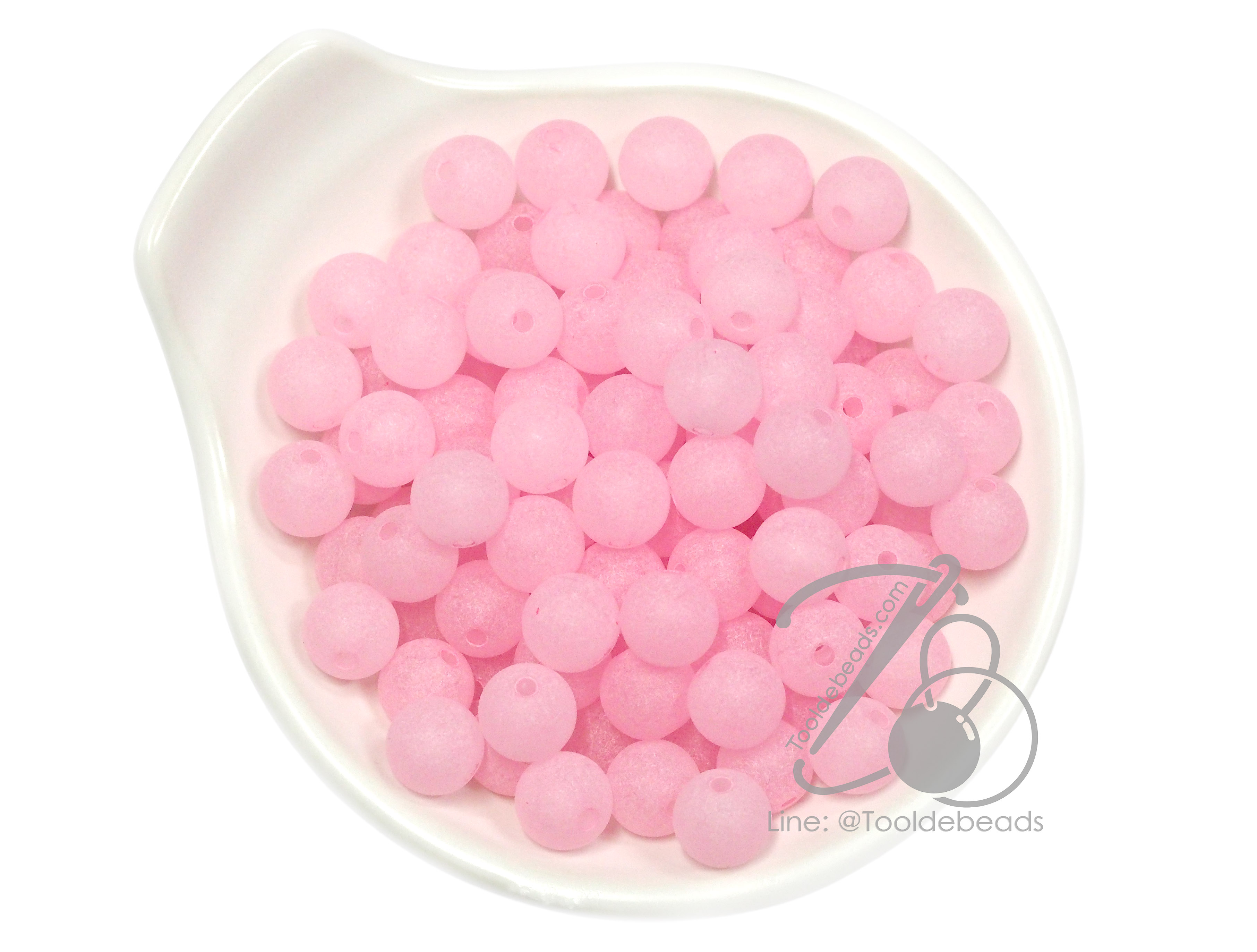 ลูกปัดเนื้อทราย 10มม. ทรงกลม สีชมพู (500 กรัม) SKU-15223