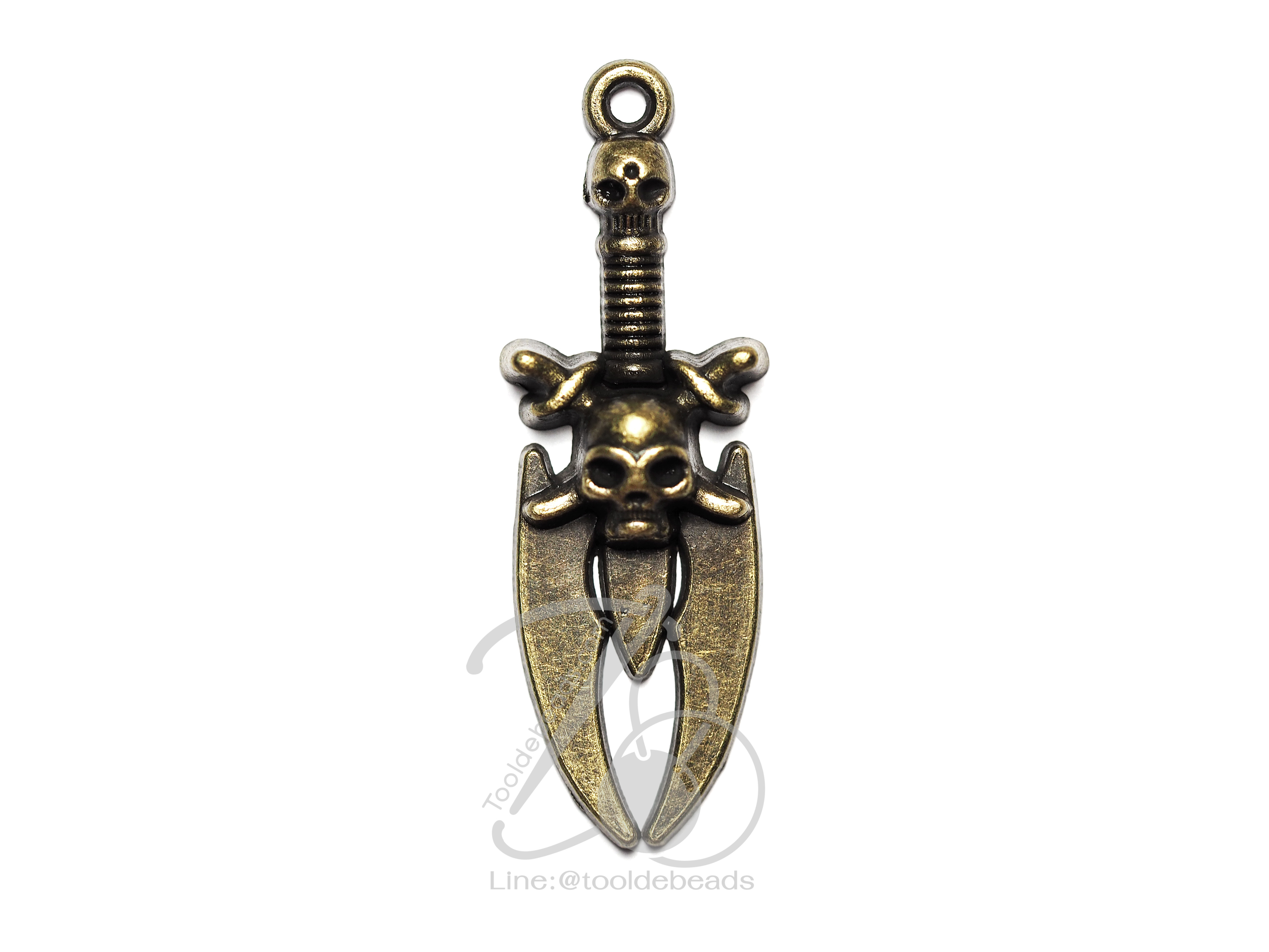 จี้เหล็ก 332 17*45มม. ลายตรีศูล (Blackbeard ) สีสนิม (1 ชิ้น) SKU-00803