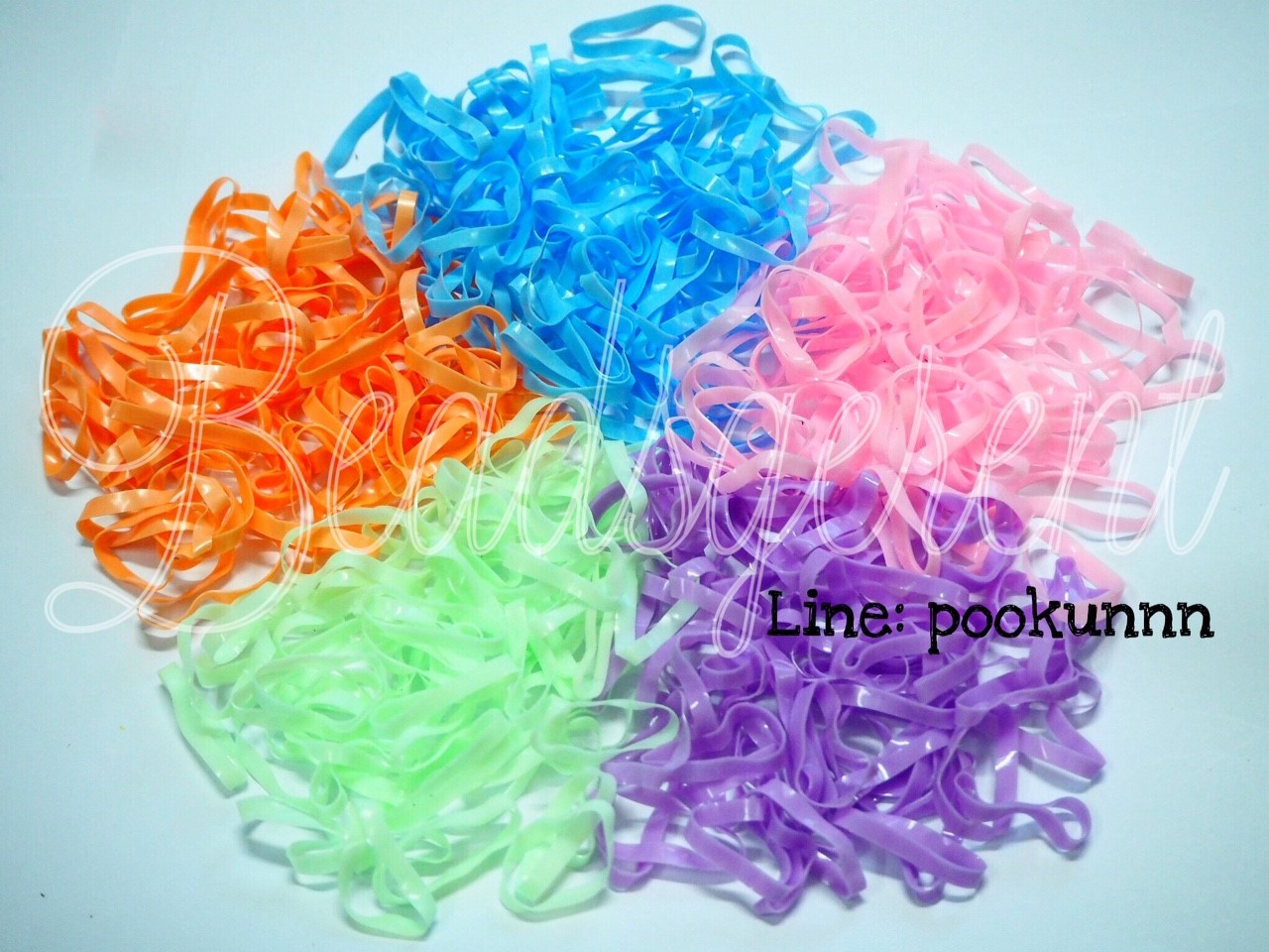 หนังยางรัดผม 3.5มม. สีผสม 17 เส้นใหญ่ (1 กิโลกรัม) SKU-05354