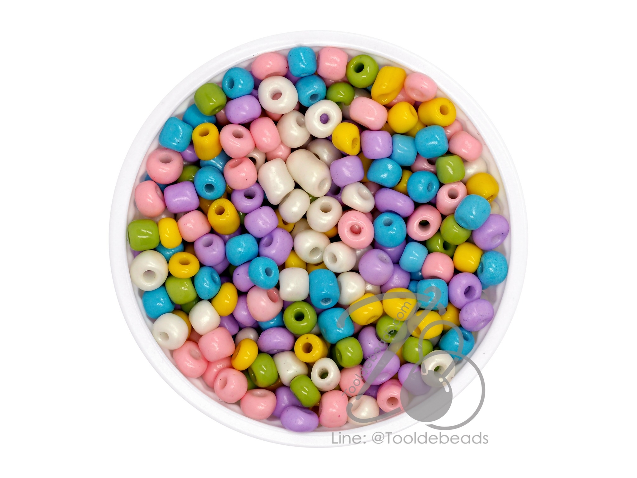 OK Brand ลูกปัดเม็ดทราย 6/0 โทนด้าน คละสีอ่อน (100 กรัม) SKU-09245