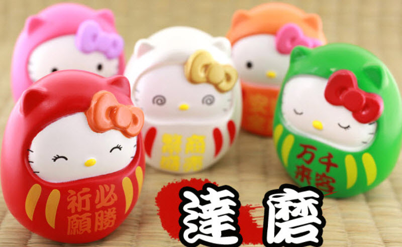 โมเดลคิตตี้แต่งชุด Daruma 5 ตัว ขนาด 2.25 นิ้ว