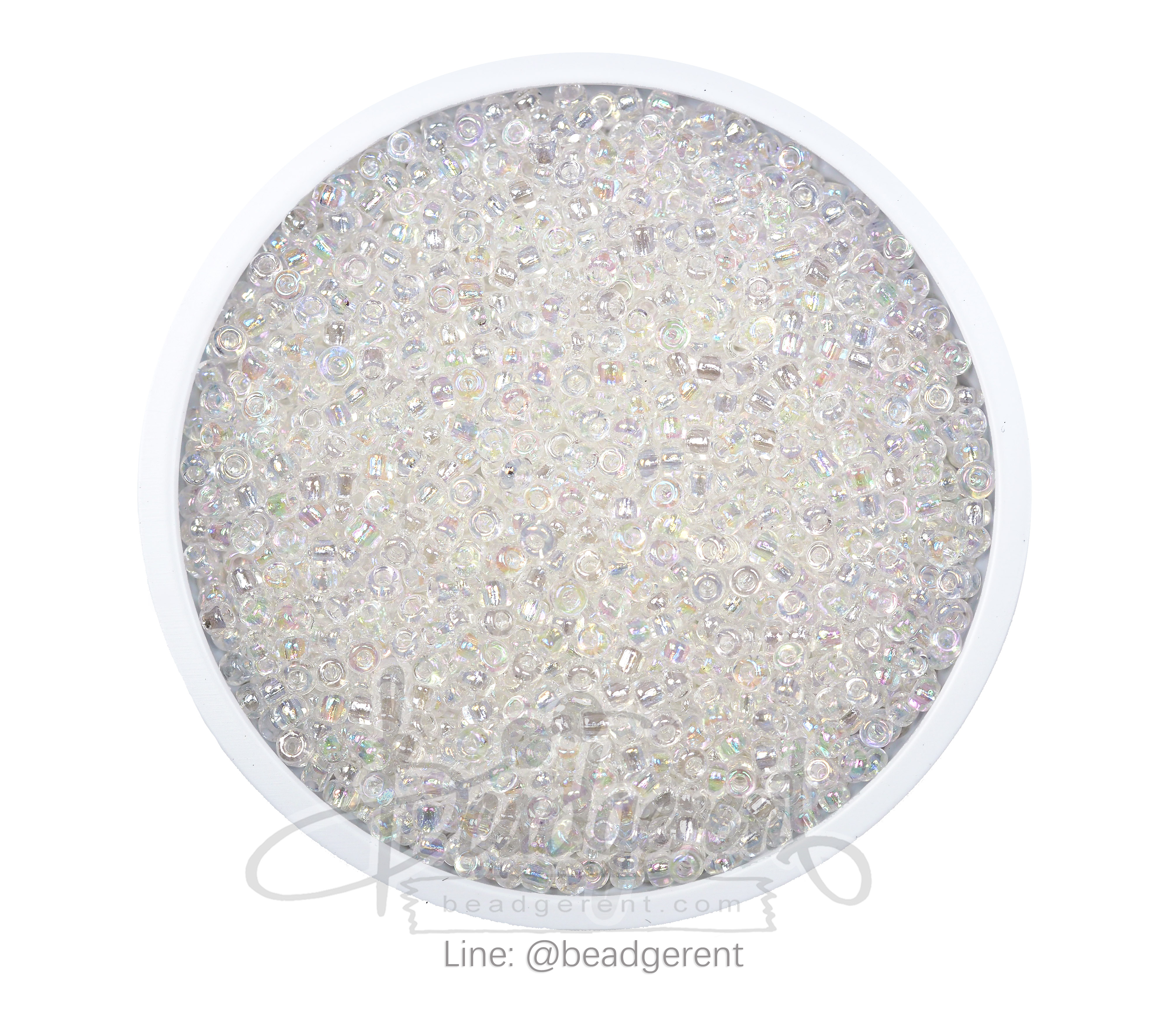 ลูกปัดเม็ดทราย 12/0 โทนรุ้ง สีขาว (15 กรัม) SKU-04122