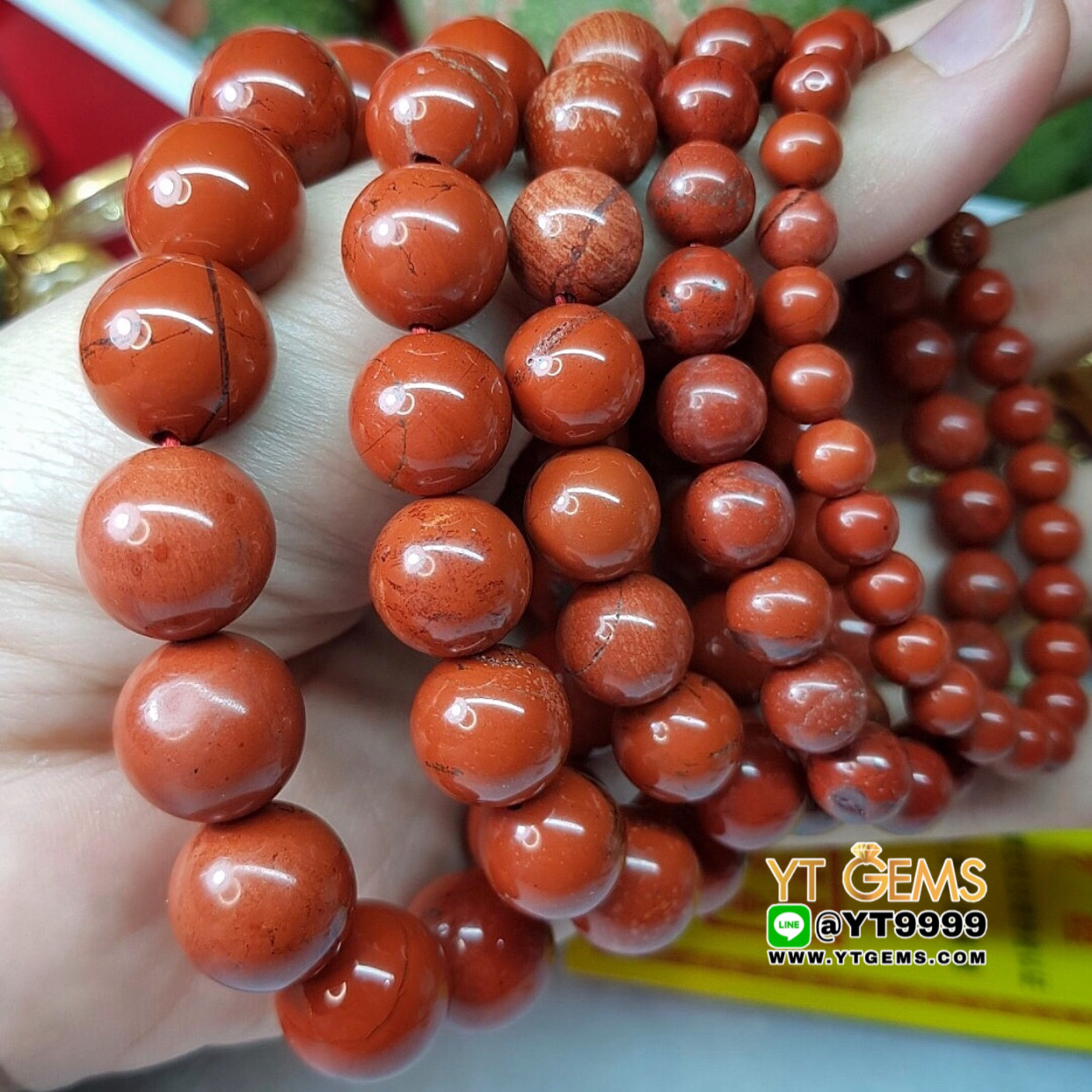 สร้อยข้อมือเรดแจสเปอร์ หินเรดแจสเปอร์แท้ ขนาดหิน 10 mm YTG-8872 YTGEMS