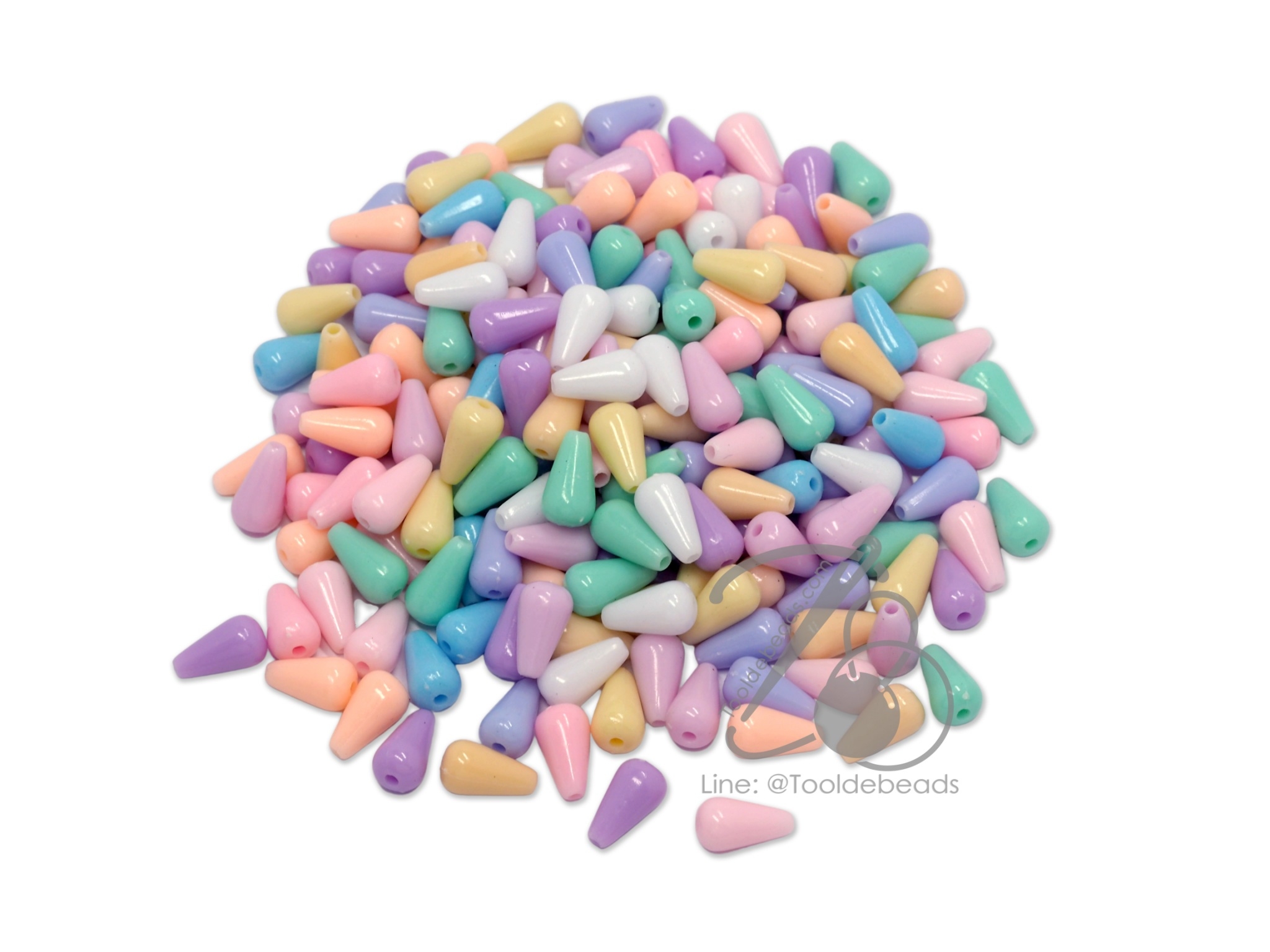 ลูกปัดพาสเทล 6*10มม. ทรงหยดน้ำ (80 กรัม) SKU-08508