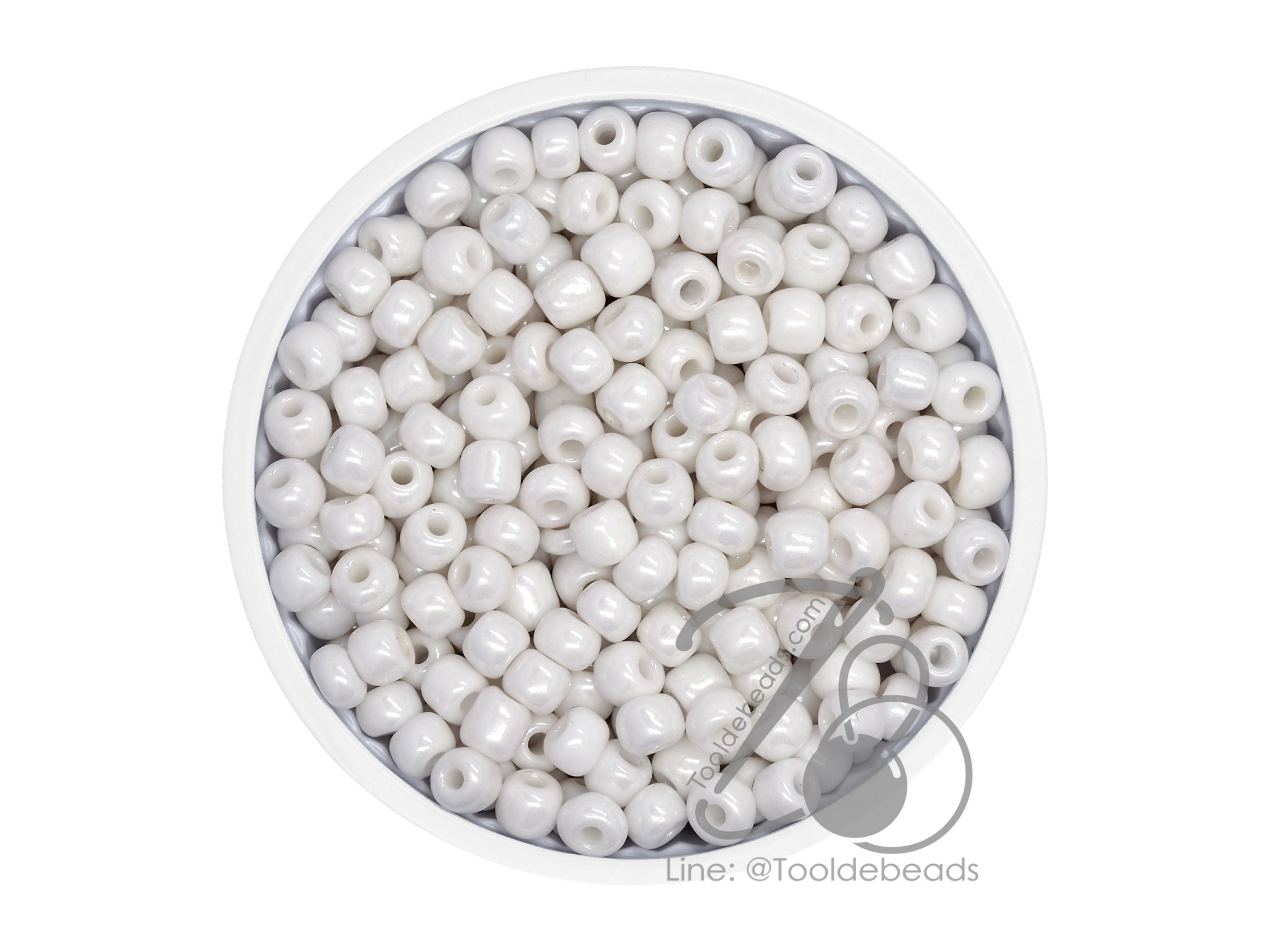 OK Brand ลูกปัดเม็ดทราย 6/0 โทนมุกด้าน สีขาว (450 กรัม) SKU-09103