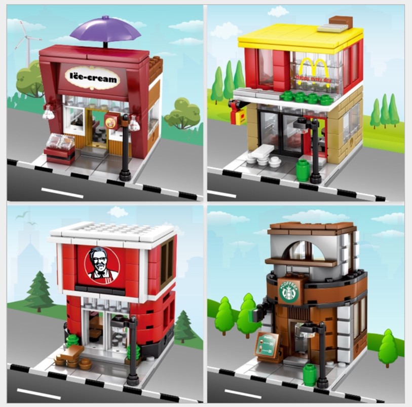 บล็อกต่อพลาสติกร้านค้า รถ ยานพาหนะ พร้อมส่ง มากมาย หลาบแบบให้สะสม