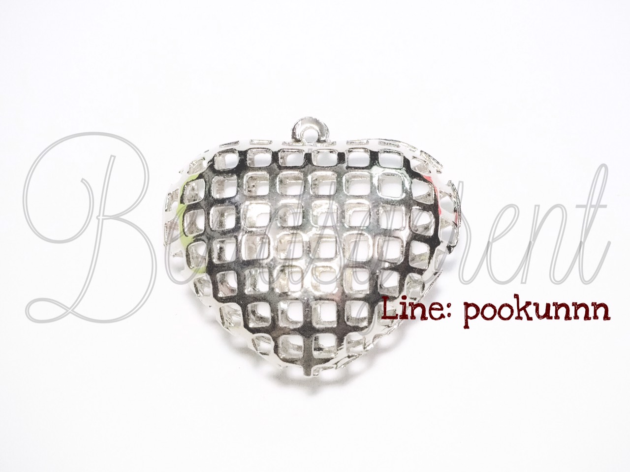 จี้เหล็ก 139 ลายหัวใจ 40มม. สีเงิน (1 ชิ้น) SKU-00482