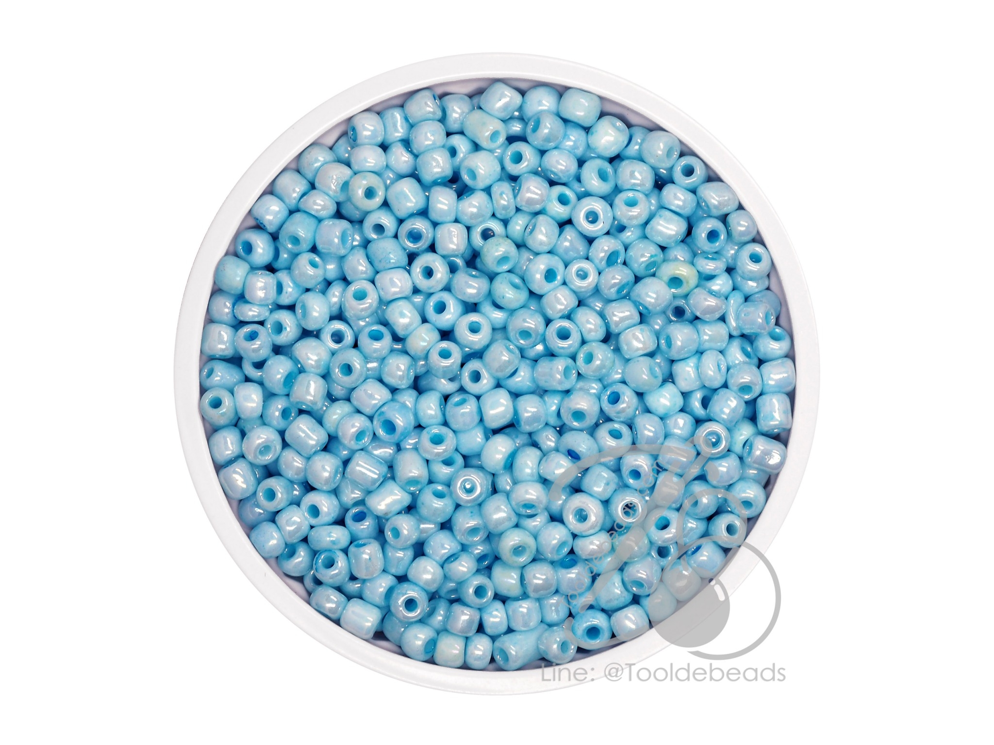 OK Brand ลูกปัดเม็ดทราย 8/0 โทนมุกด้าน สีฟ้า (100 กรัม) SKU-09069