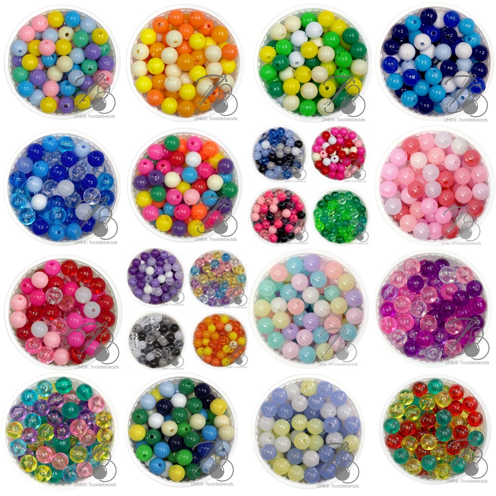 ลูกปัดกิโล ตราจระเข้ 8มม. สีผสม (100 กรัม) SKU-13553