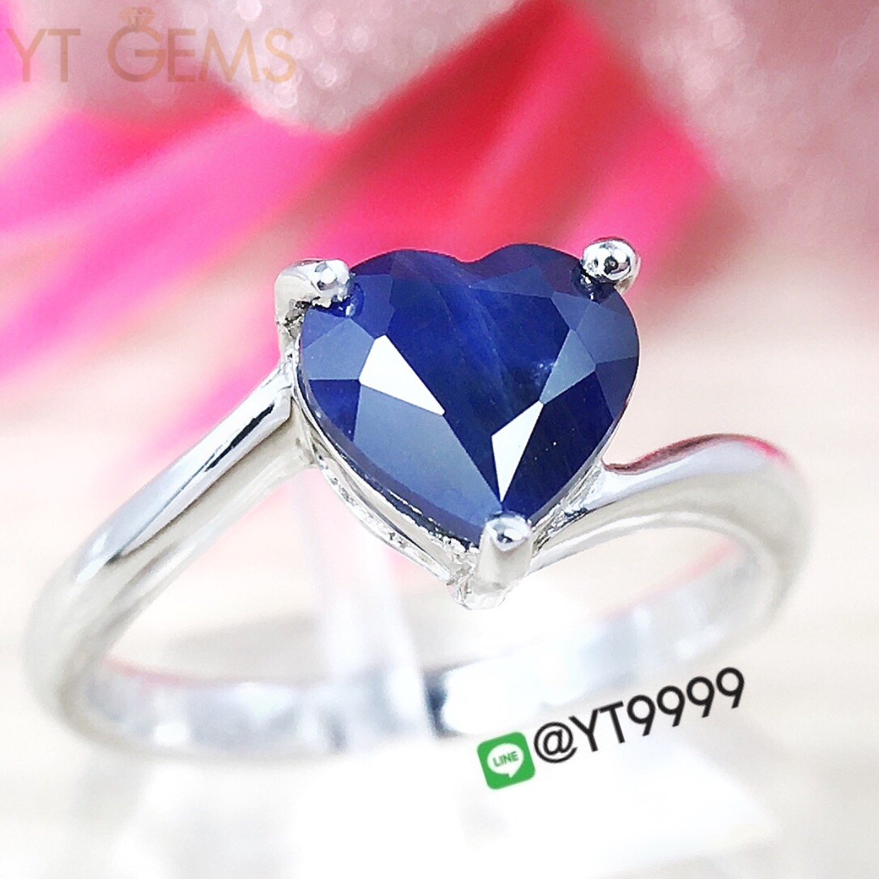 แหวนไพลิน แหวนเงินแท้92.5% ชุบทองคำขาว พลอยไพลินแท้ YTG-3175 YTGEMS