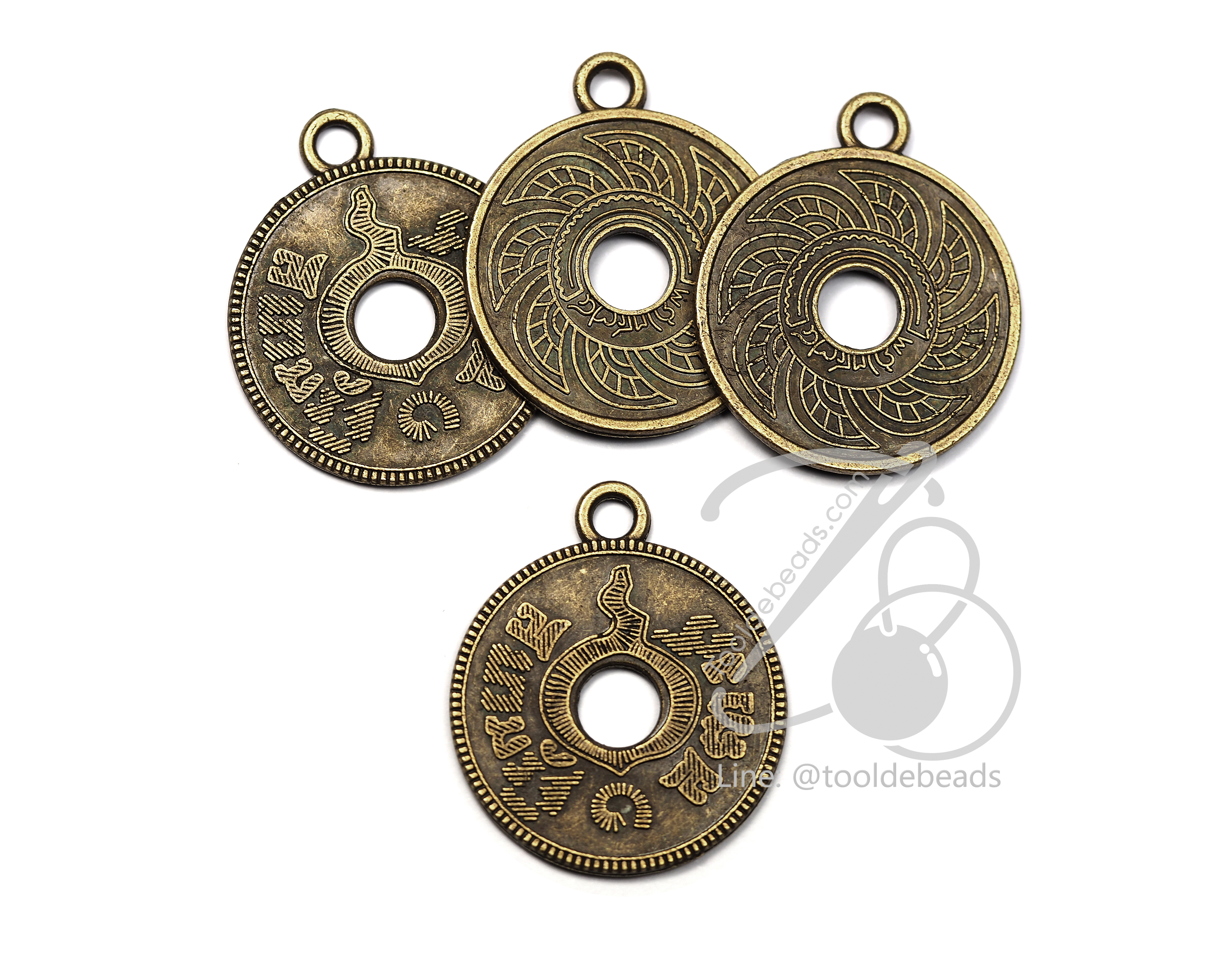 จี้เหล็ก 112 25มม. ลายเหรียญสยามรัฐ สีสนิม (1 ชิ้น) SKU-00416