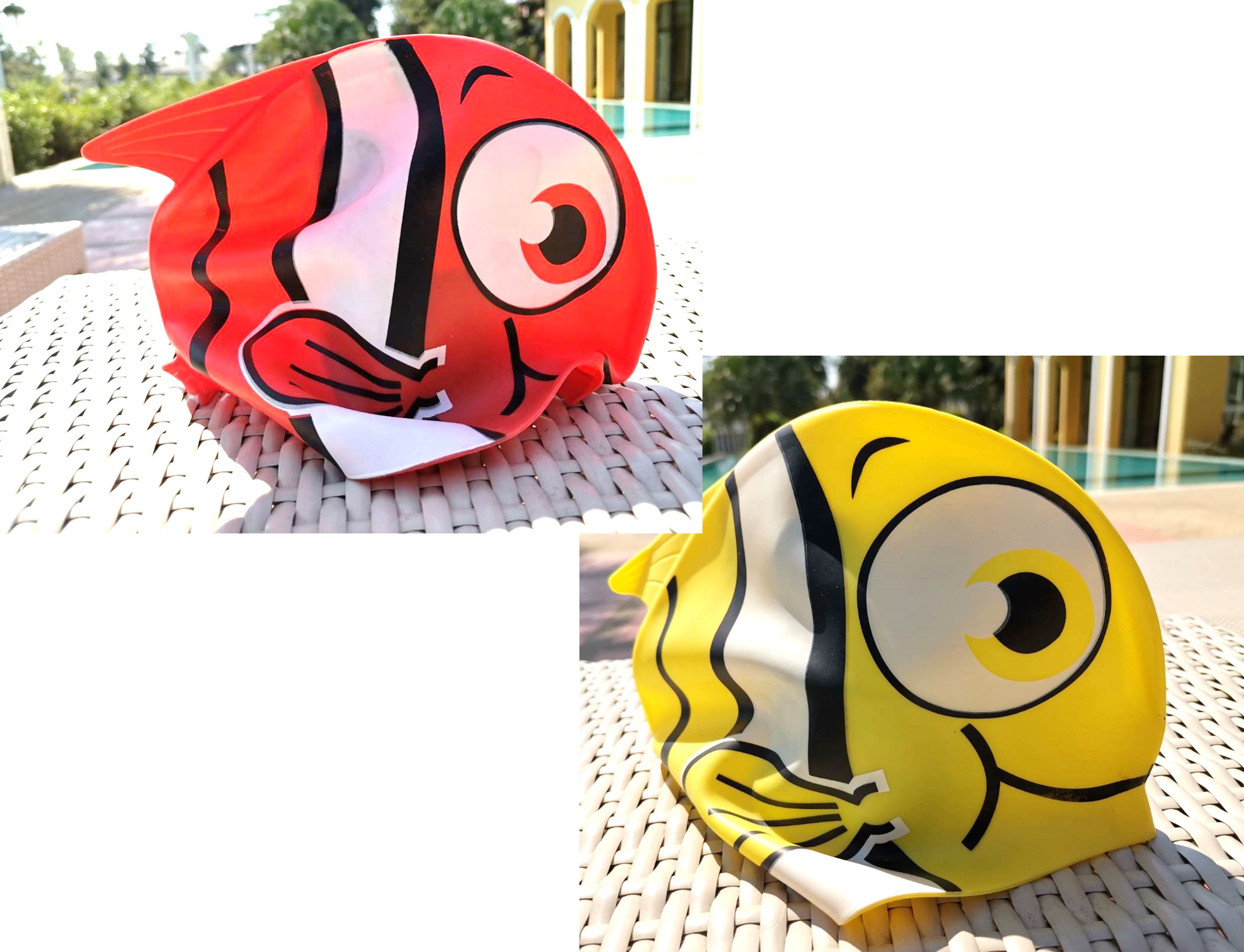 หมวกว่ายน้ำเด็กแฟนซี พร้อมส่งสดใสแบบซิลิโคนหยืดหยุ่นหลากสี